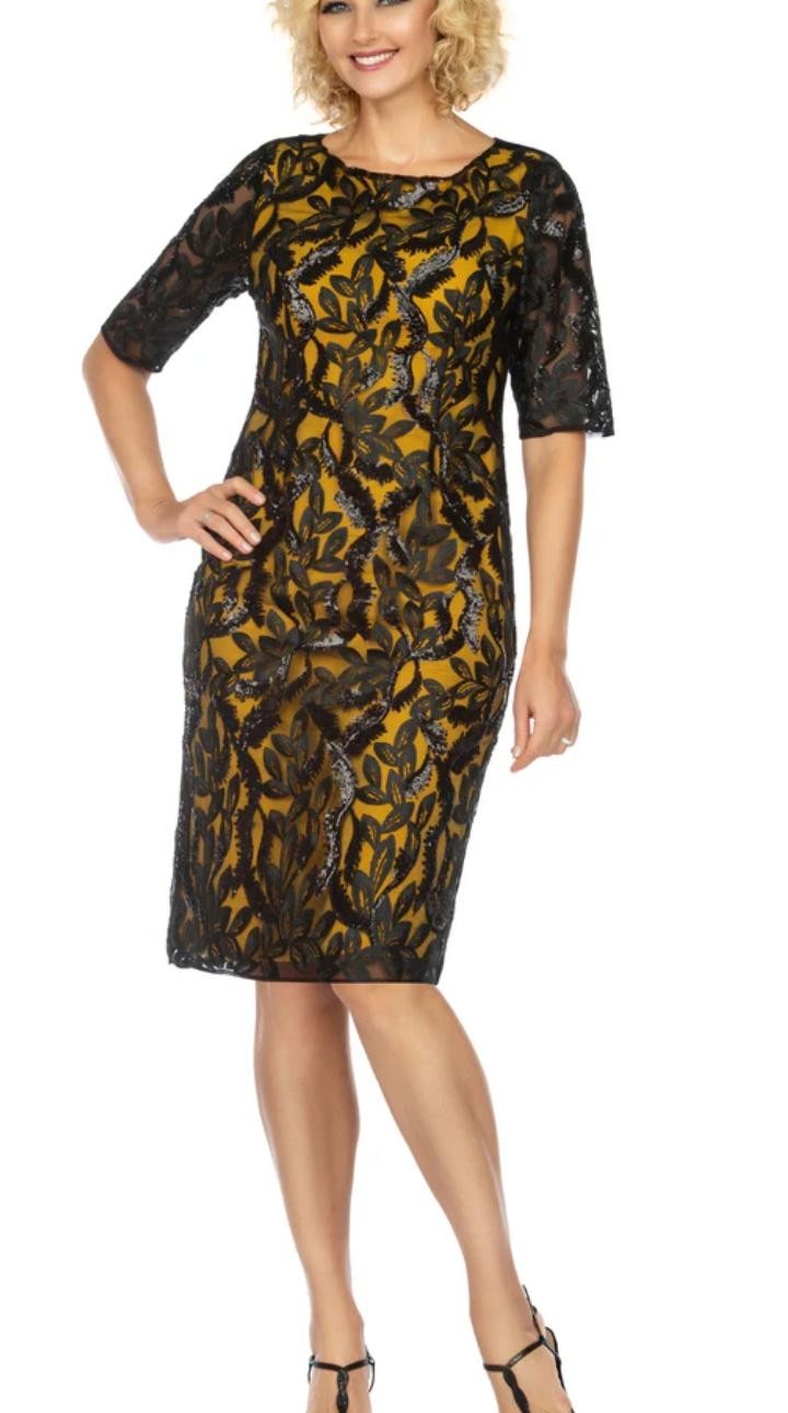Giovanna dress luxurious Lace Color Black/Gold gold/fuchsia,Eggplant,PlumGold