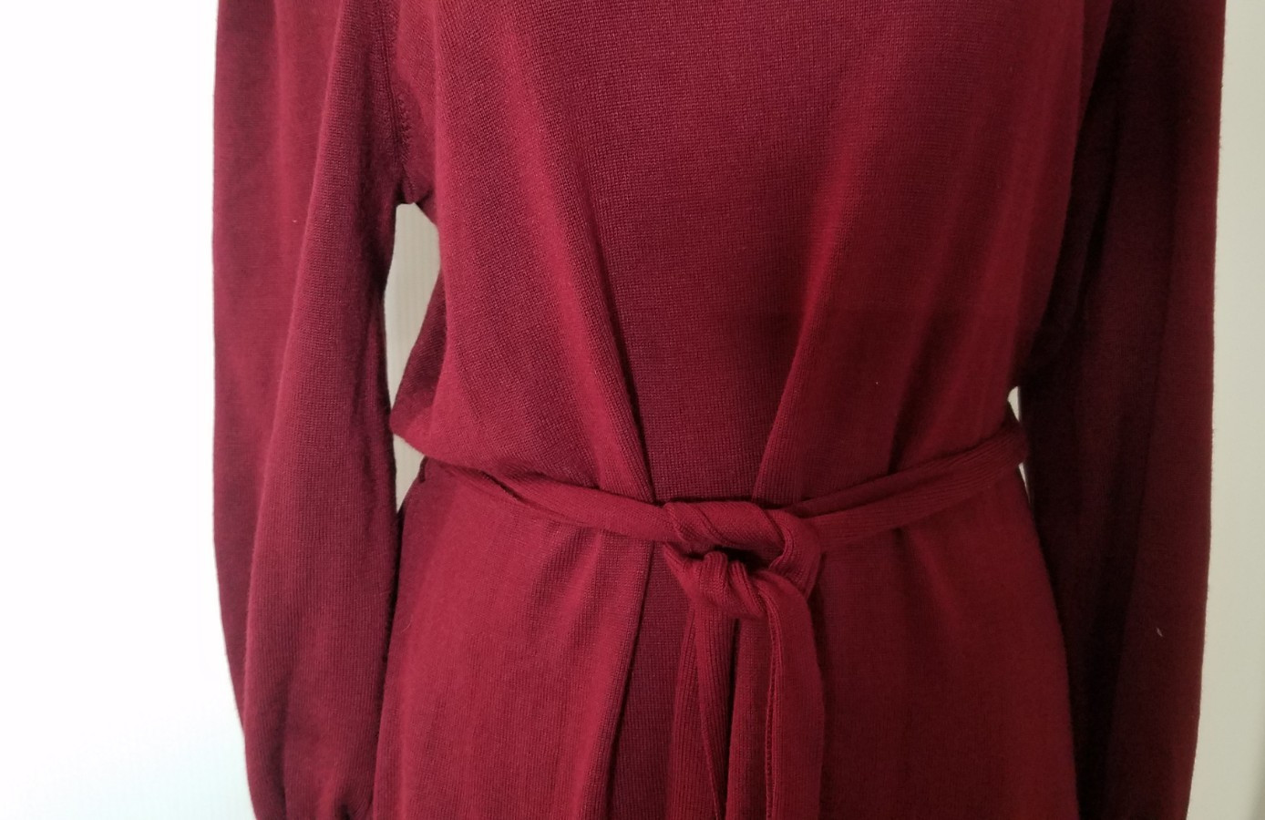 Maia Sweater Dress Size XL Red Knit Long Sleeve Mock Neck Midi Belted 5493