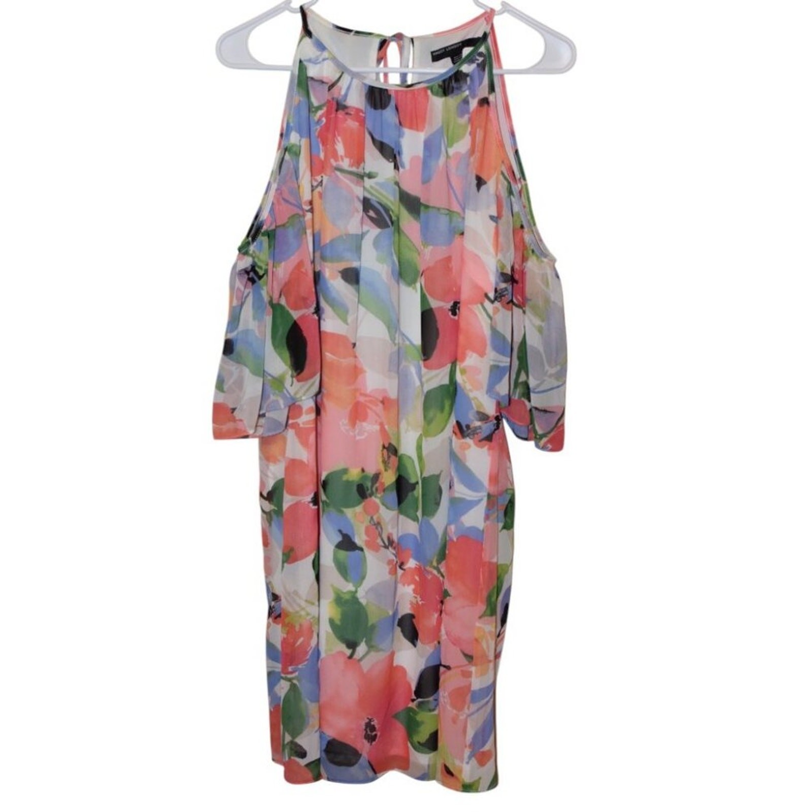 Maggy London Floral Chiffon Cold Shoulder Dress Classic Romantic Wedding Guest 6