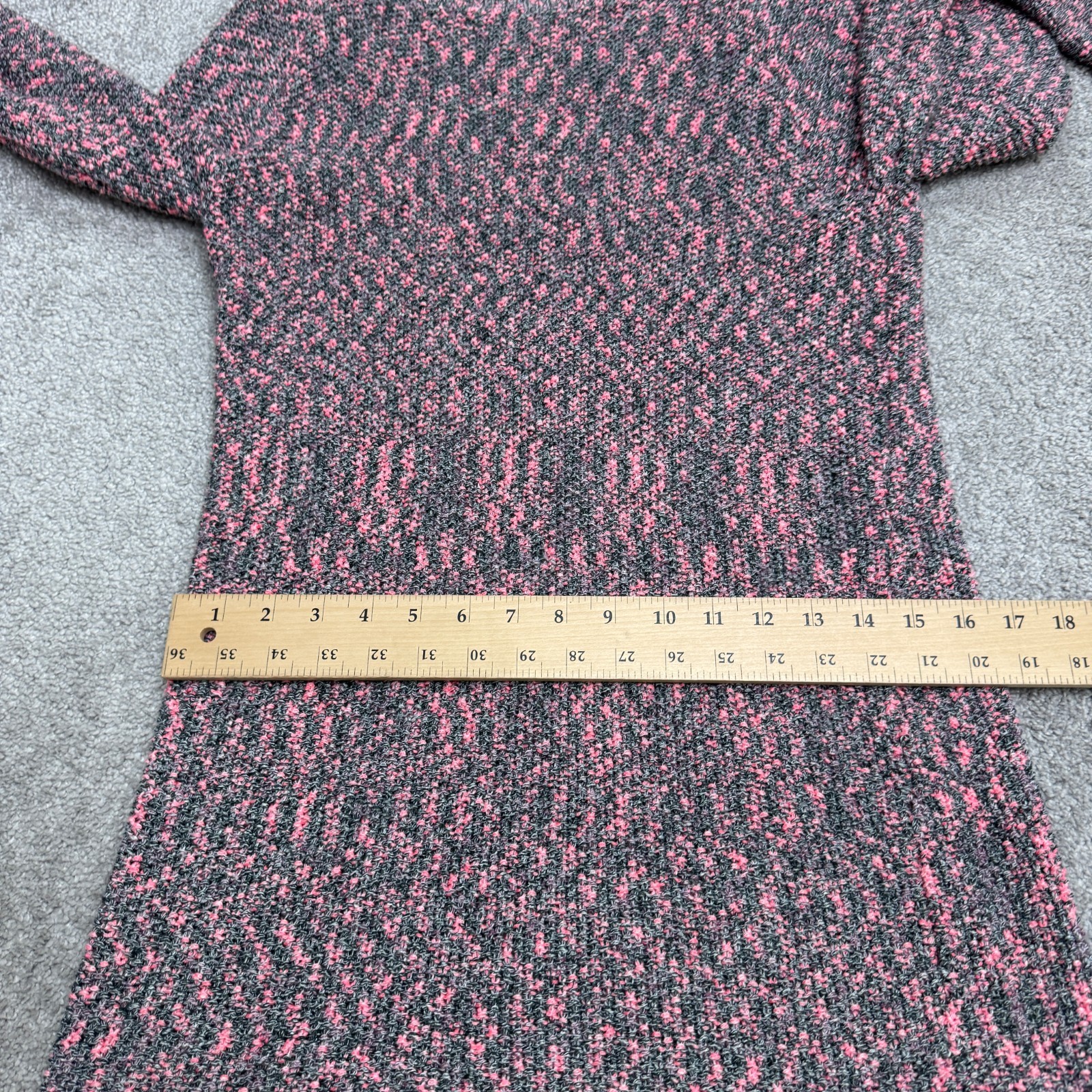 Bar III Long Sleeve Pullover Sweater Mini Dress Womens Small Pink Gray Marled