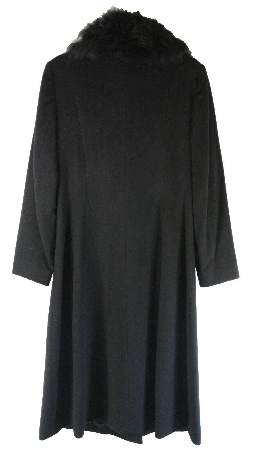 NEW Sofiacashmere Wool Blend Coat with Fur Shearling Collar Black SZ 10 #C4230