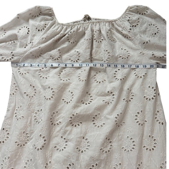 NWT VALENTINA NALDI Off Shoulder Eyelet Cream Cotton Dress L Euro Summer Coastal