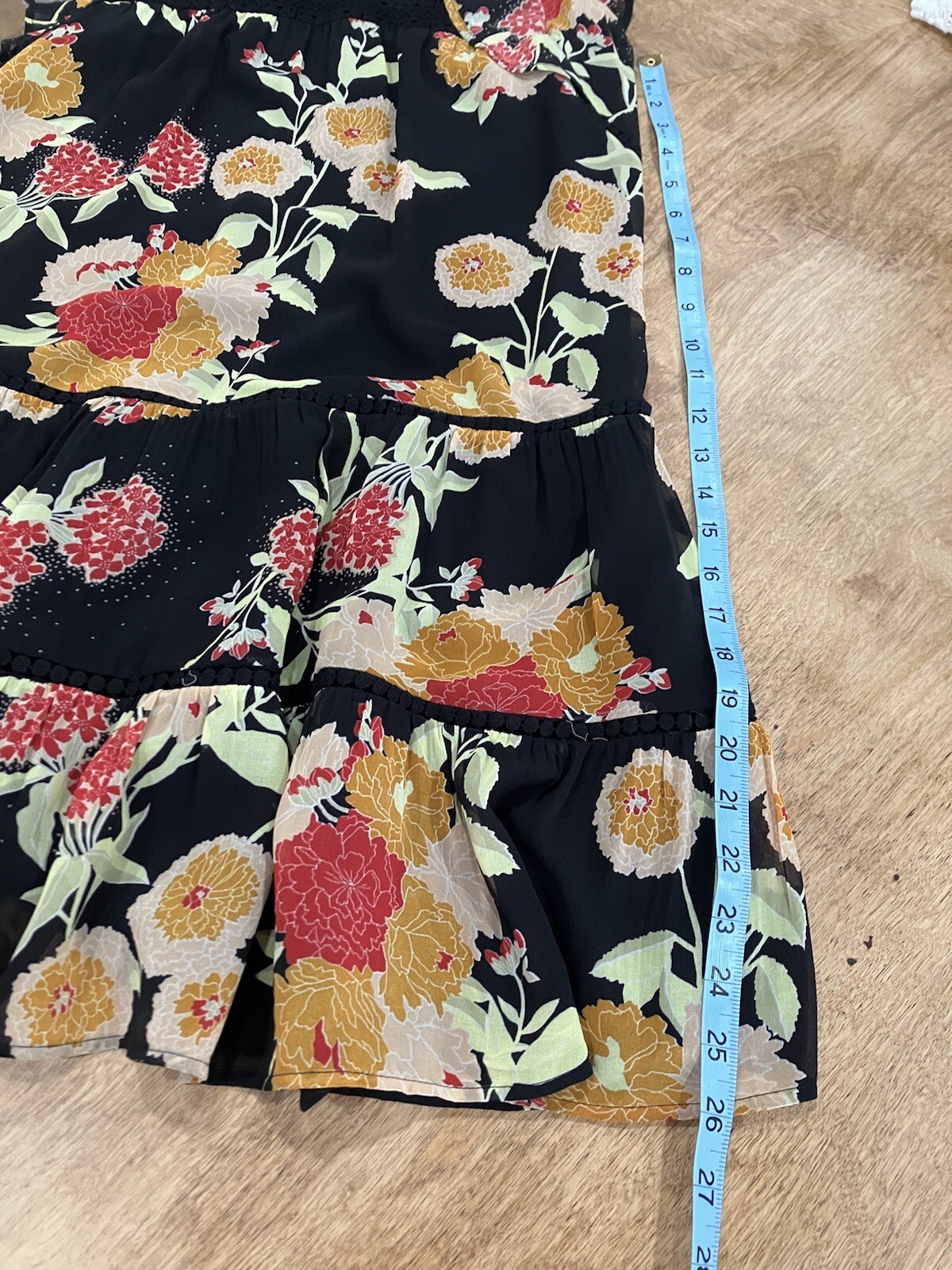 Danielrainn Black & Multicolored Floral Mini Dress, Size 8