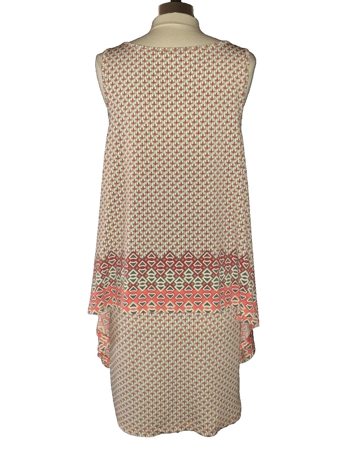 MAX EDITION Size L Shift Dress Orange Beige White Sleeveless Stretch Knee Length