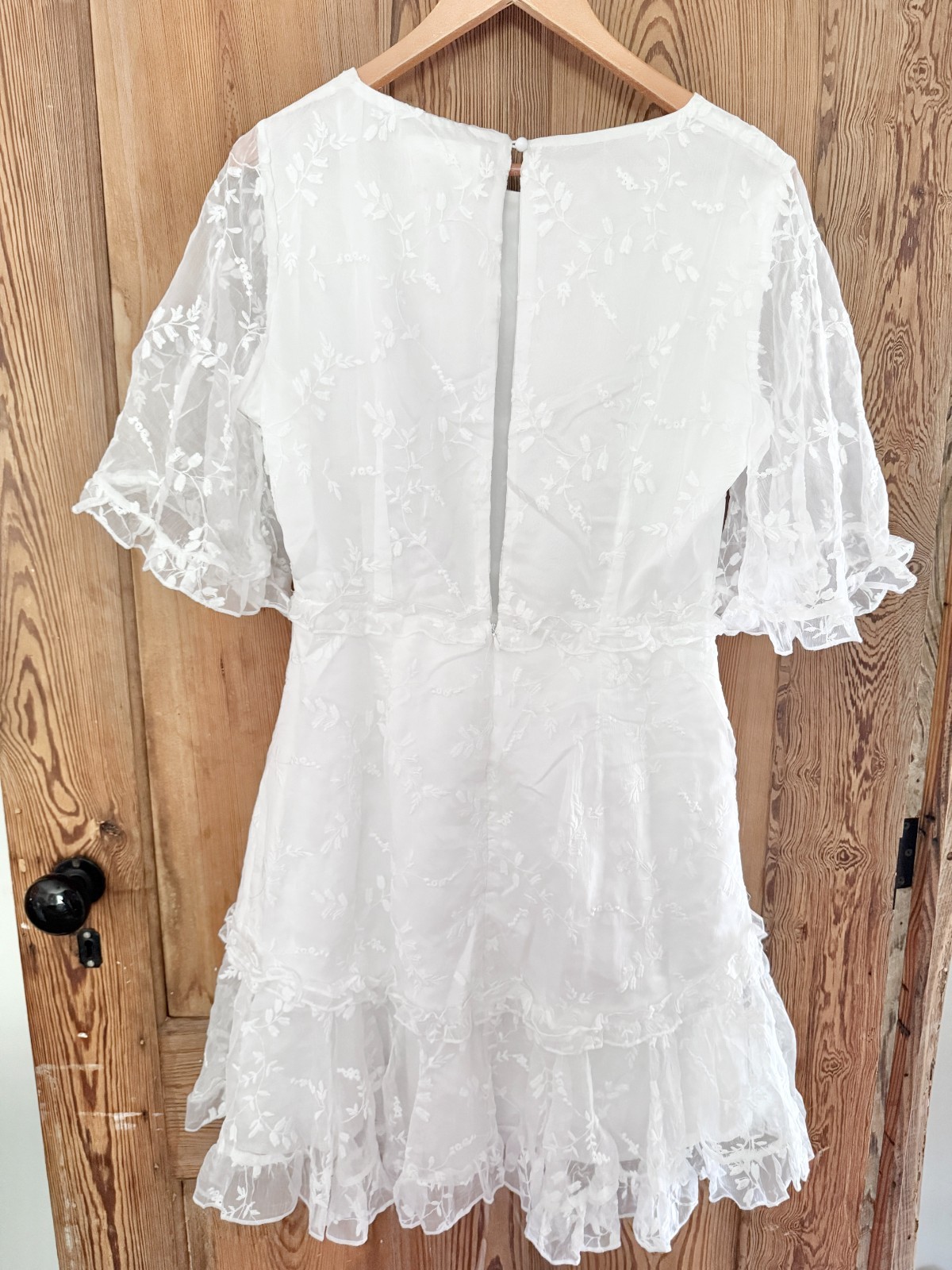Selfie Leslie NWT Leona White Lace Floral Embroidered Frill Trim Dress size XL