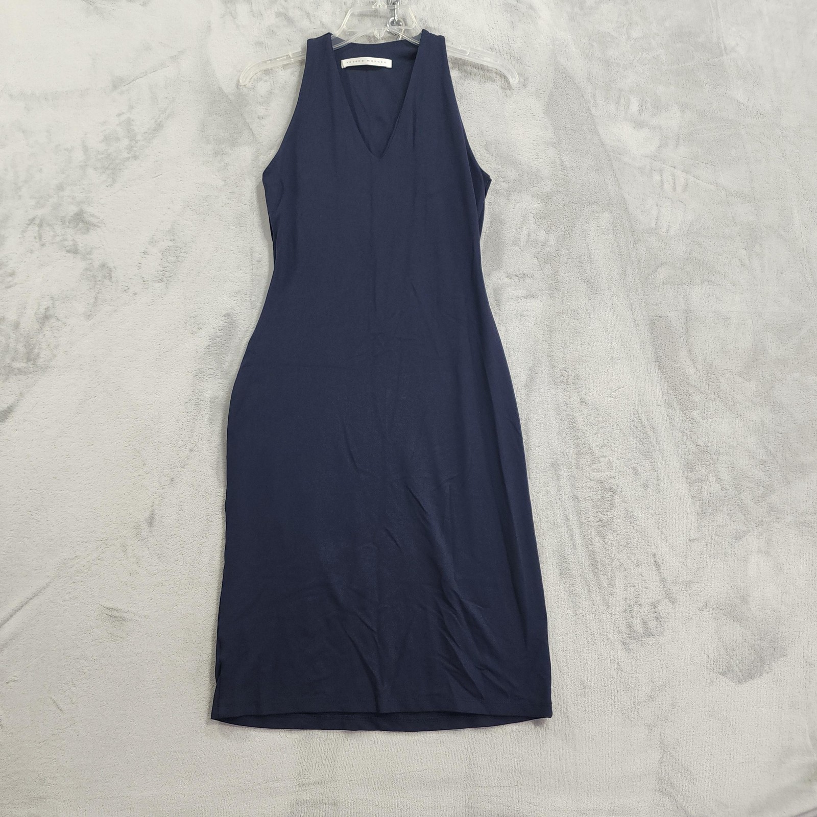 Susana Monaco Dress Womens M Blue Sleeveless V-Neck Bodycon Midi Stretch Jersey