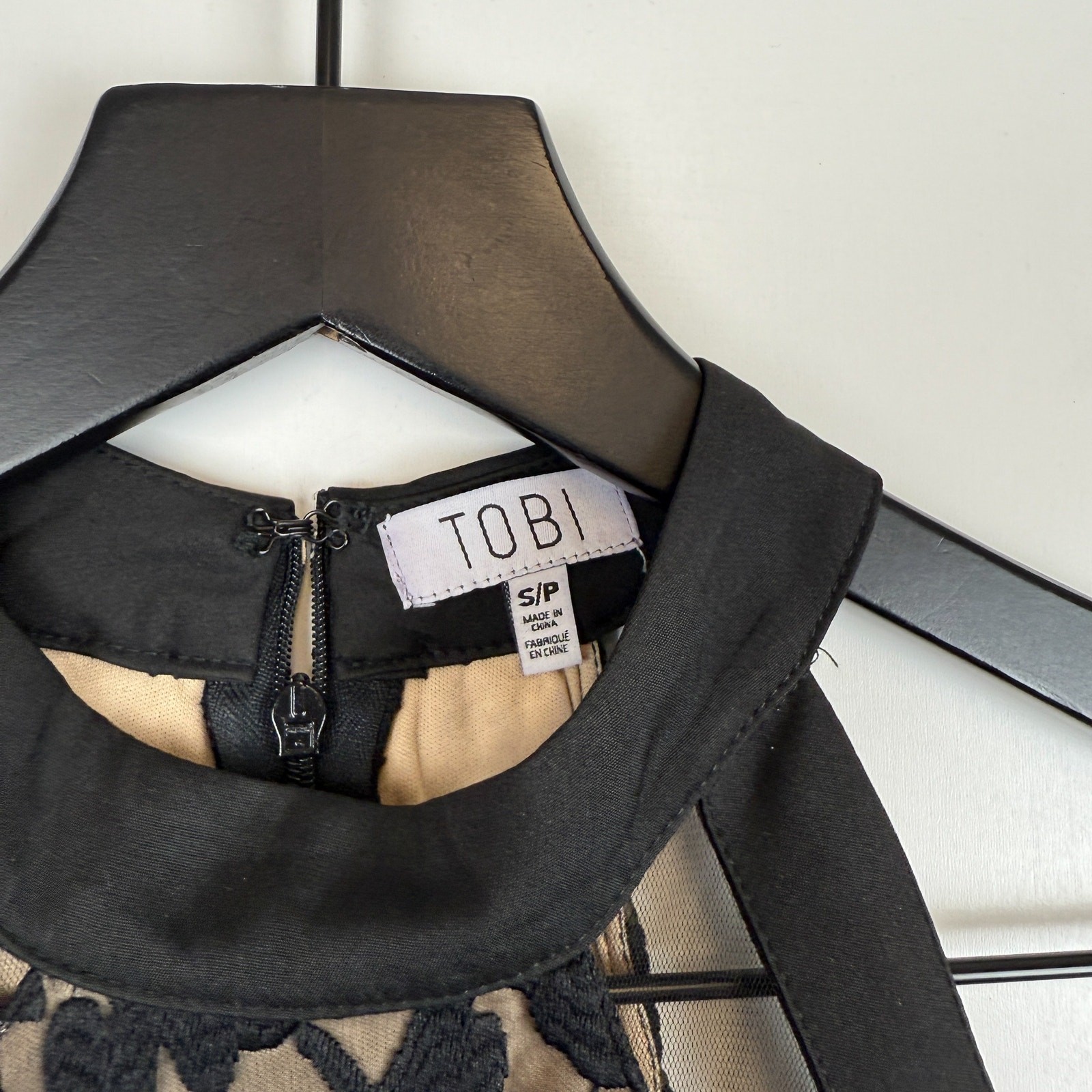 NWT TOBI Embroidered A-Line Mini Halter Black Dress – Size S