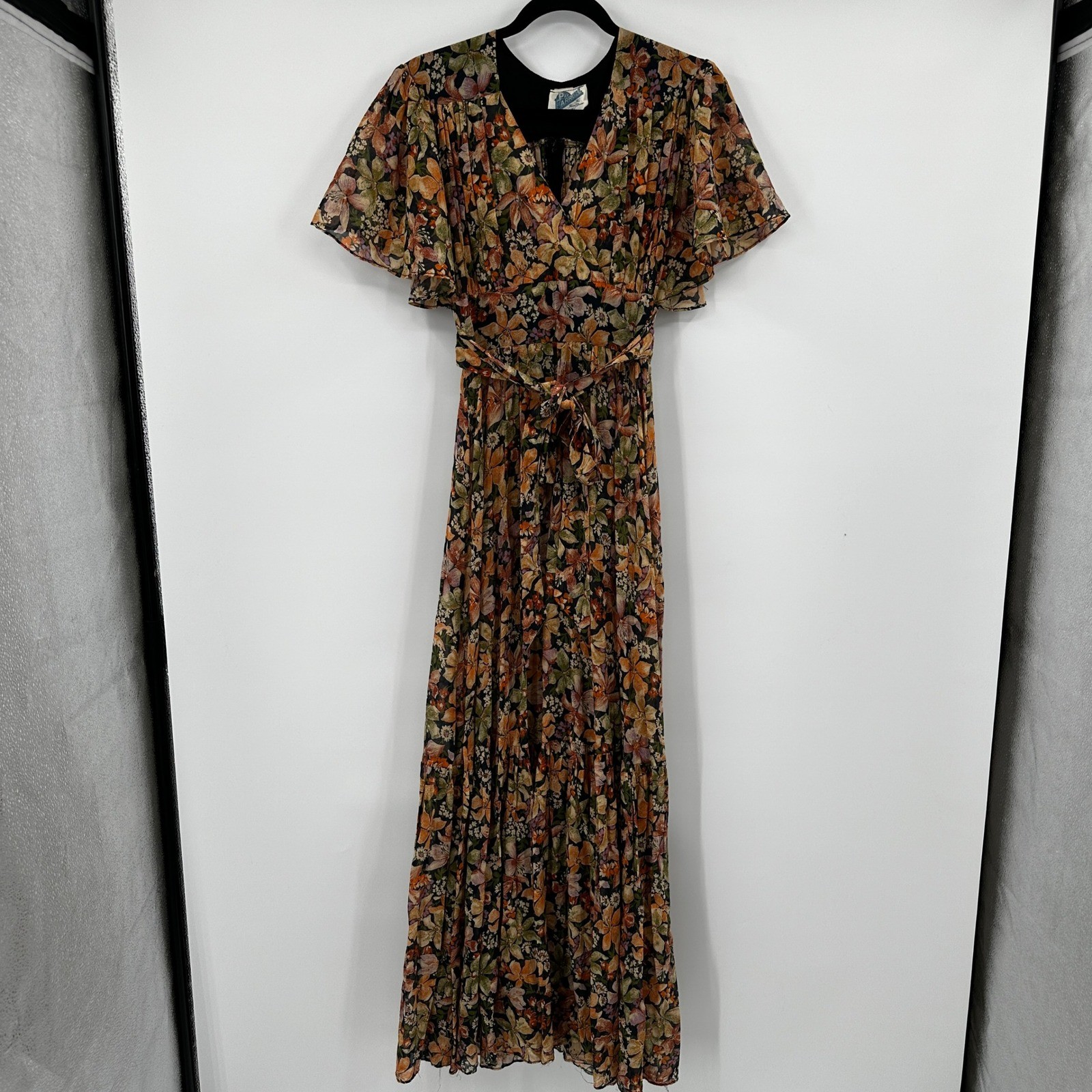 Pat Farrell Fiona Dresses London Floral Print Flutter Sleeve Maxi Dress Sz 10