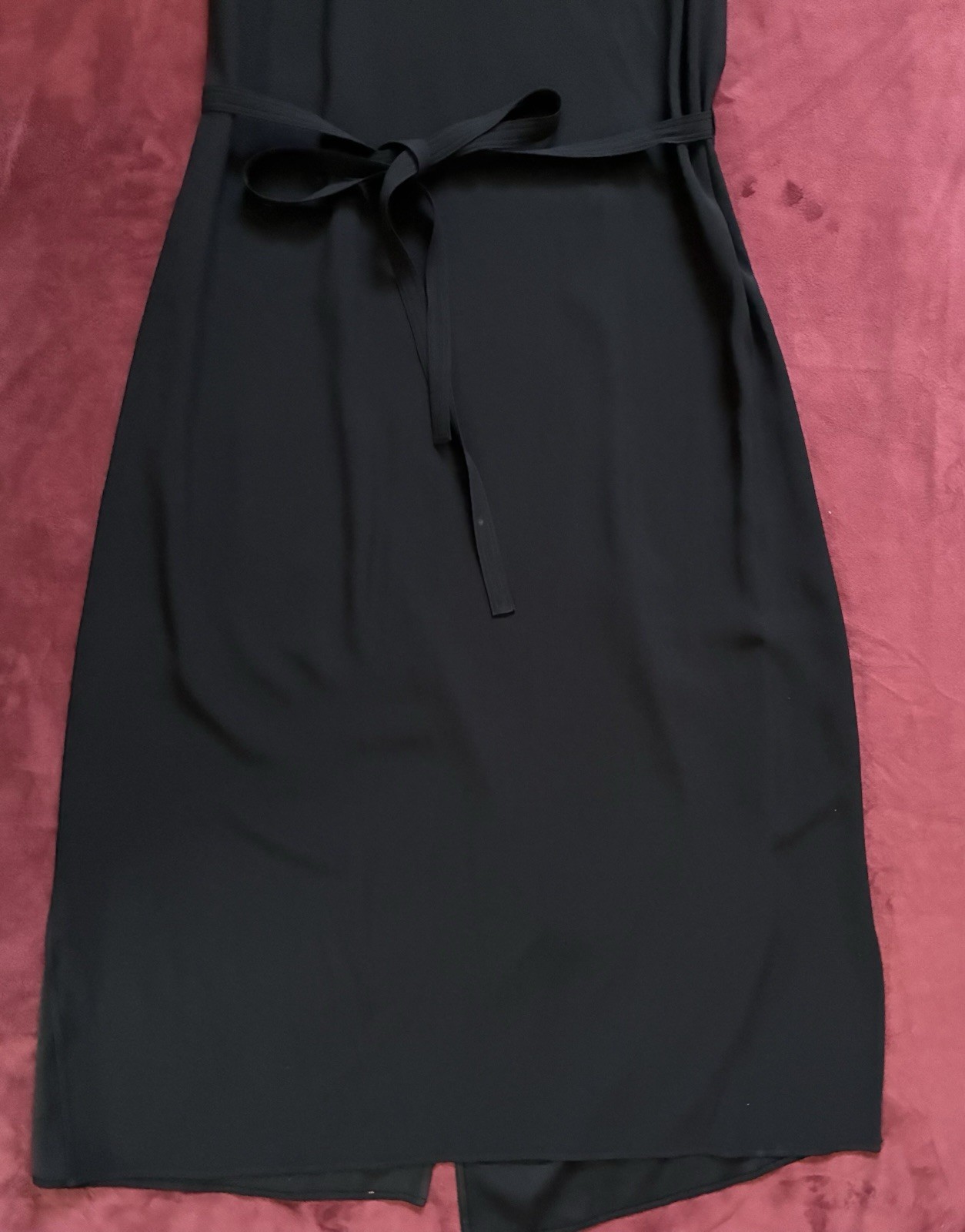 Helmut Lang Black Midi Wrap Dress Side Slits Sleeveless XS