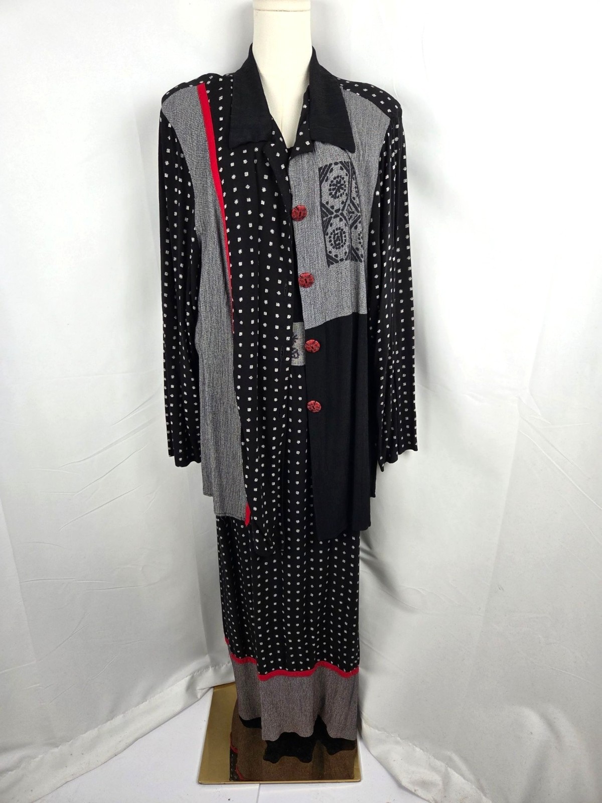 VTG More Jazz Dress & Jacket Set Sz 24 Artsy 90’s Lagenlook Black Asymmetrical