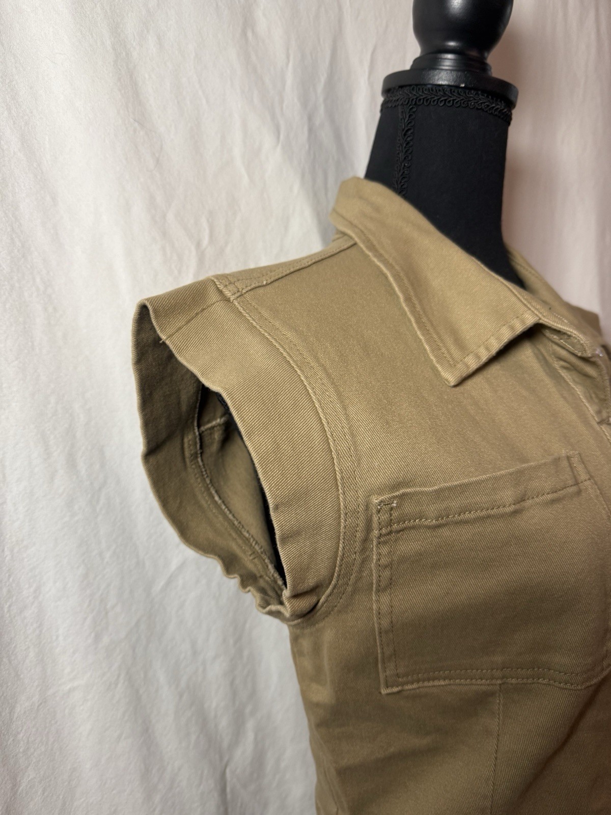 Tinsel Utility Button Front M Camel Safari Workwear Stretch Pocket Mini NWT