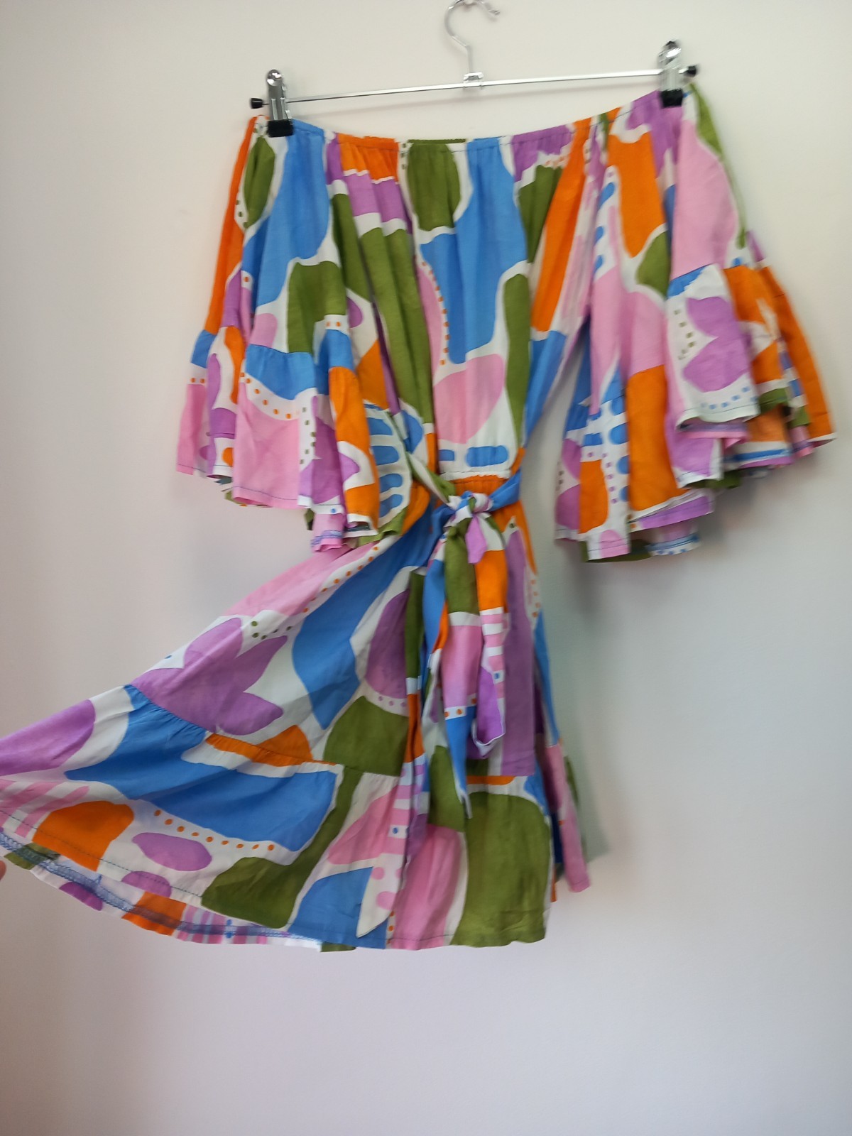 Jaase Size XS Bardot Sun Dress with Belt Boho Multi Summer Boutique Bohemian