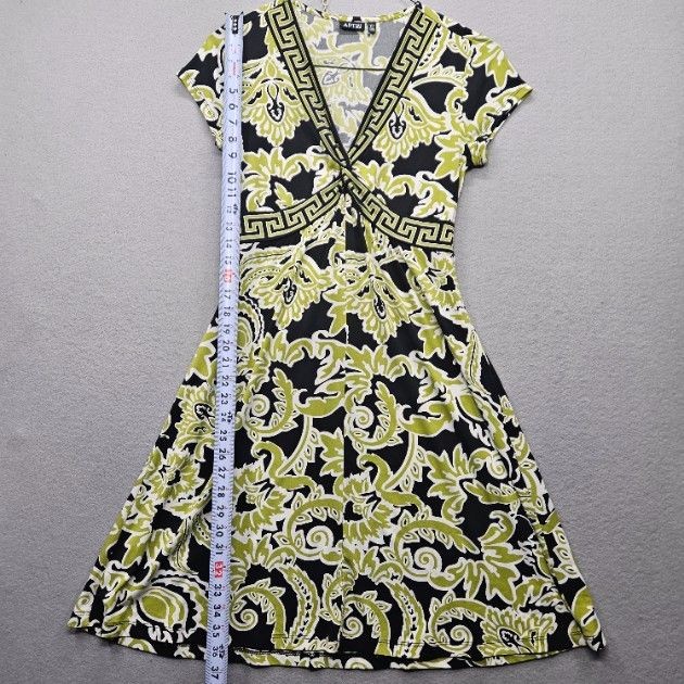 Apt. 9 Women’s Size Petite Medium Black Green White Short Sleeve Dress