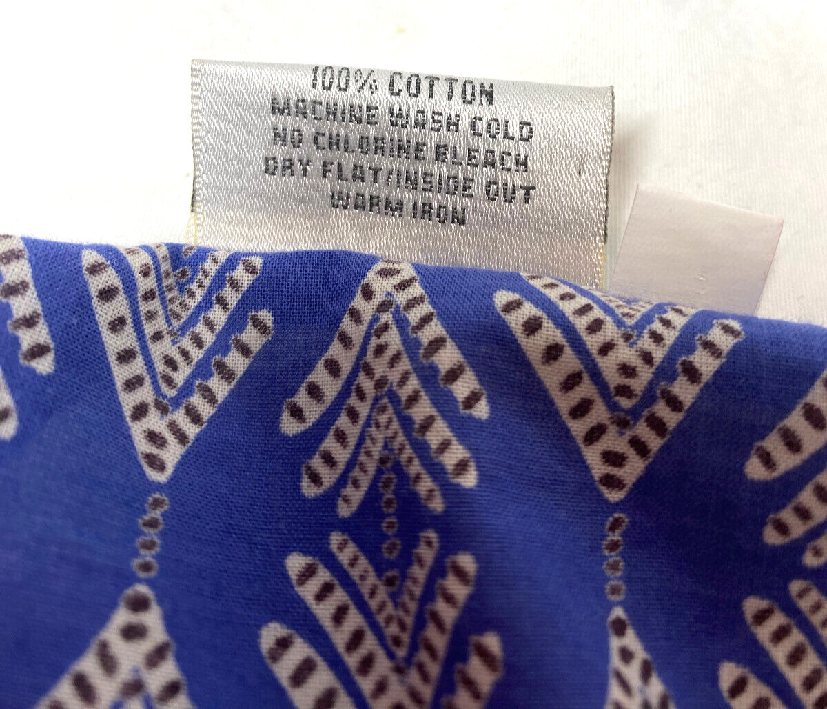 Graymarket Designs Hand Block Printed Dress Size S/M Blue Keyhole Neck Belted