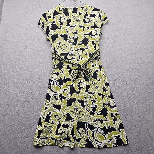 Apt. 9 Women’s Size Petite Medium Black Green White Short Sleeve Dress