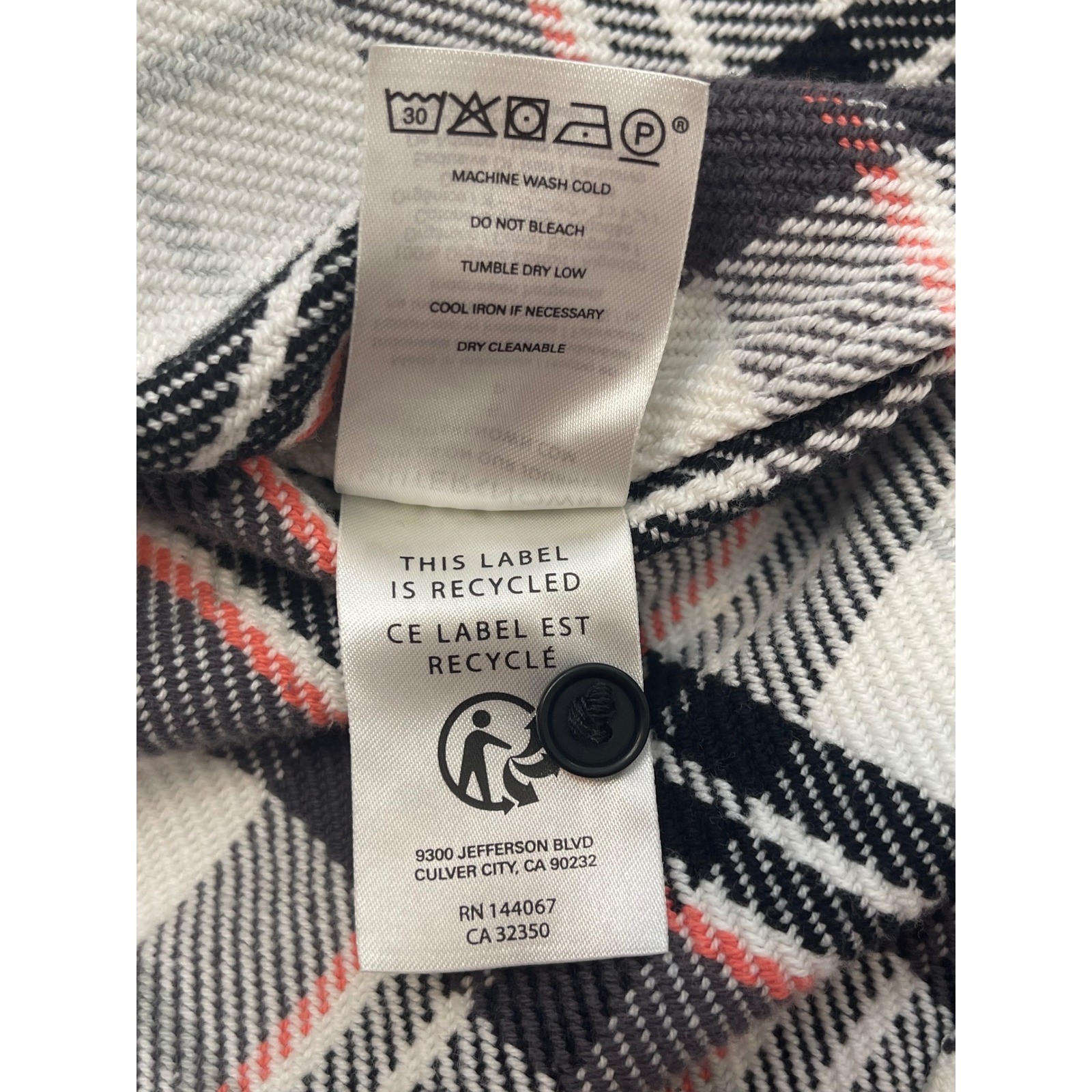 Outerknown Organic Cotton Blanket Shirt Dress White Black Plaid Small 02144-00