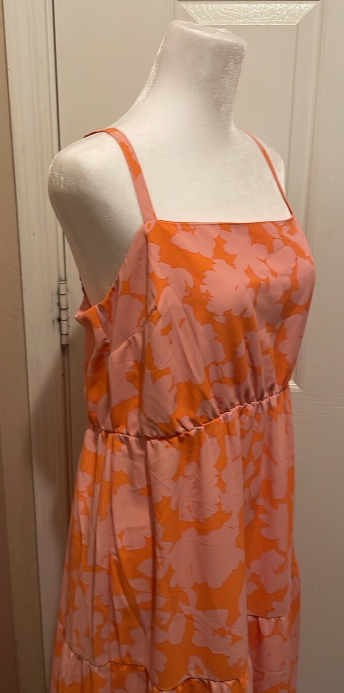 Floral Maxi Sundress Stretch Back Panel 17” P2P 52” Length Large Orig $69