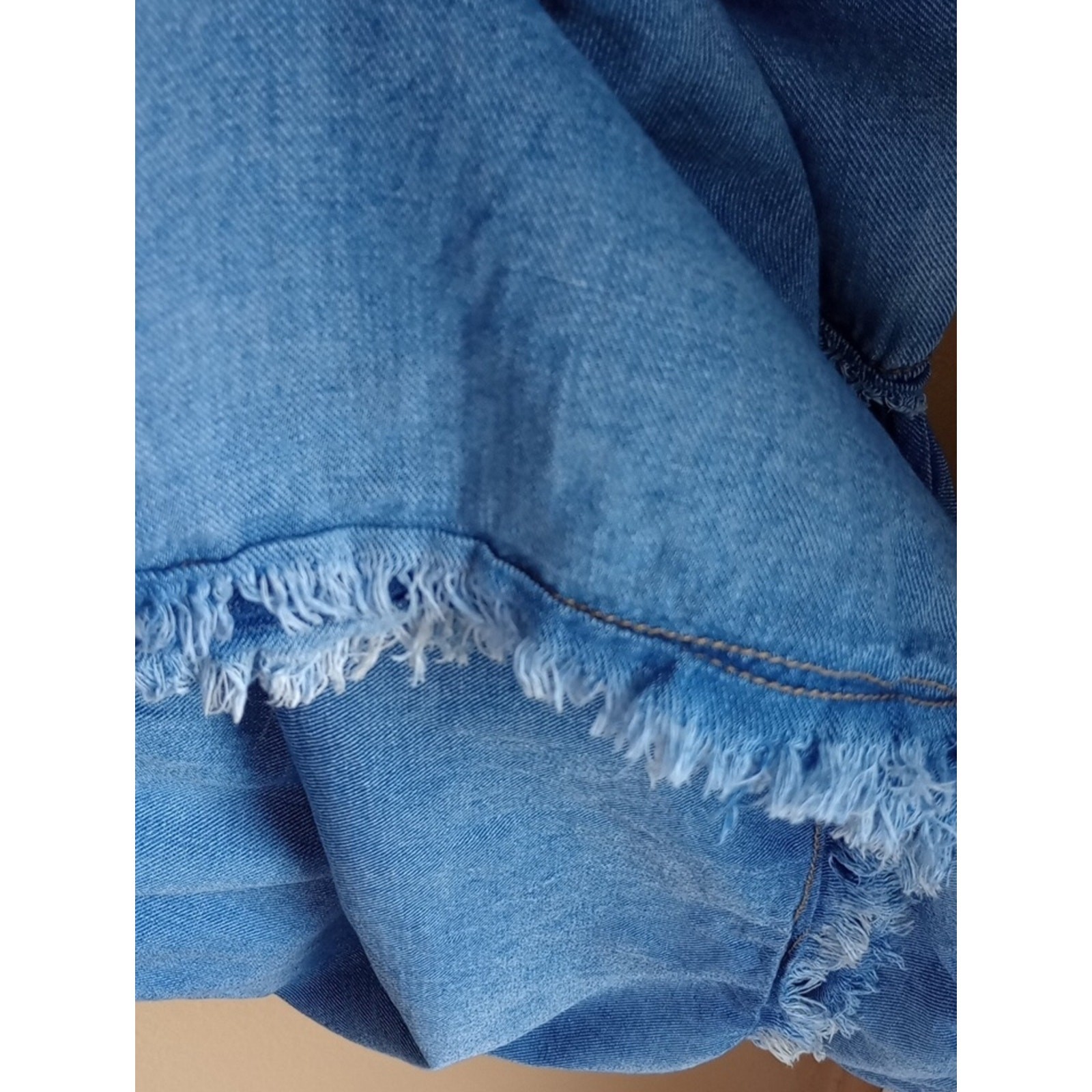 Anthropology Jean Button Front Long Sleeve Distressed Full Maxi Pockets Size S