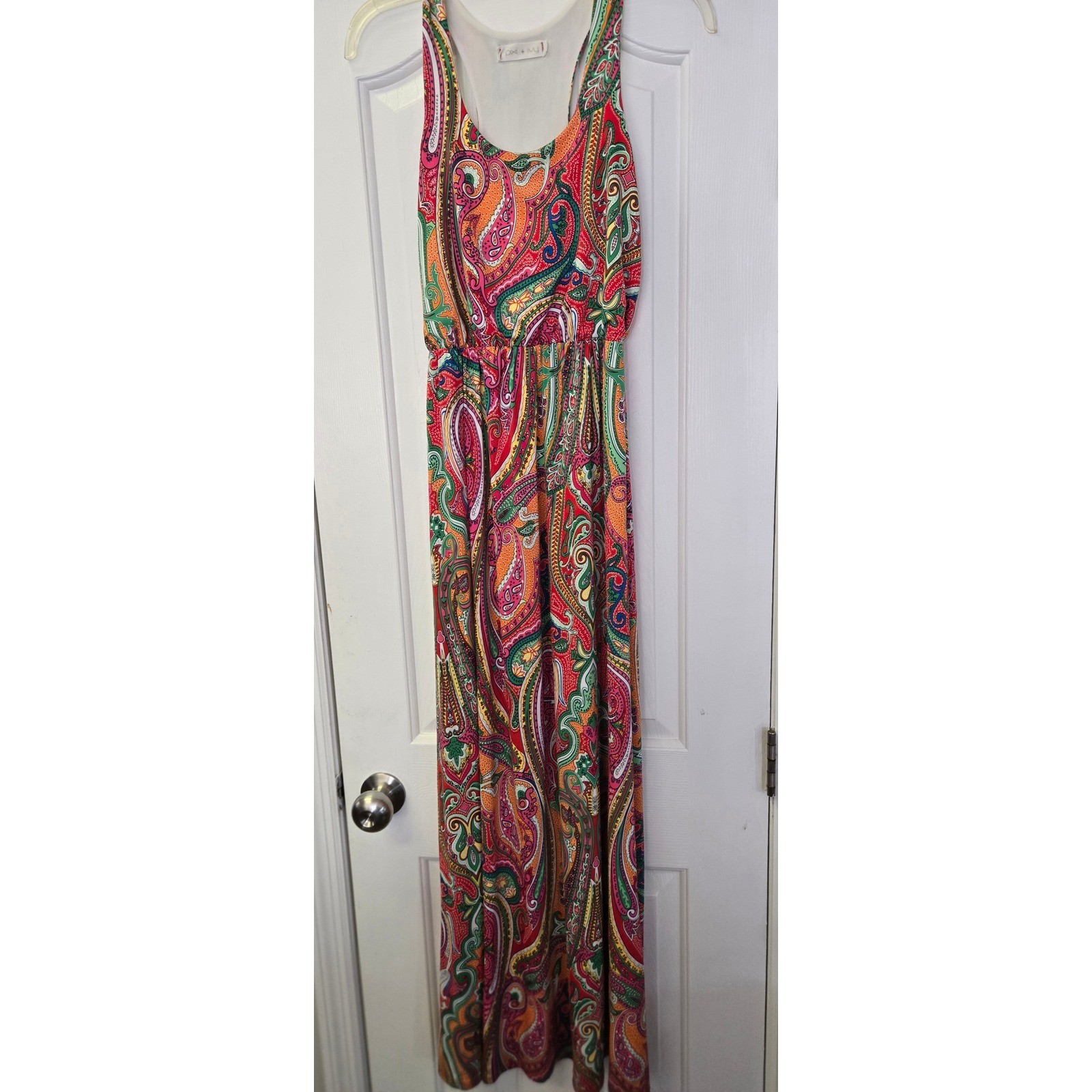 Paisley Maxi Dress Racerback Boho Resortwear Retro Hippie Small S Festival