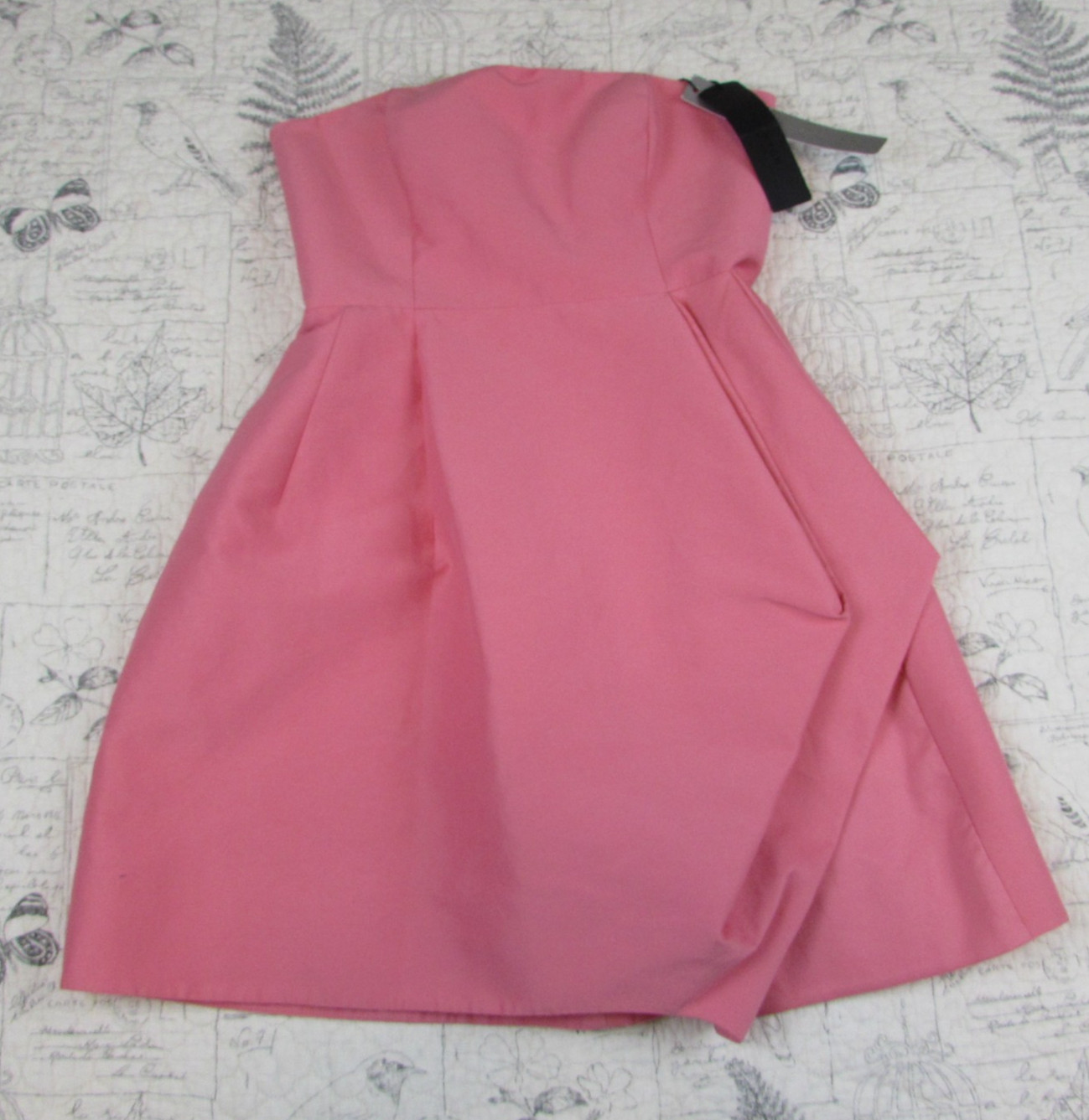 NEW HALSTON HERITAGE silk cotton Faille peony strapless dress wedding guest sz 6
