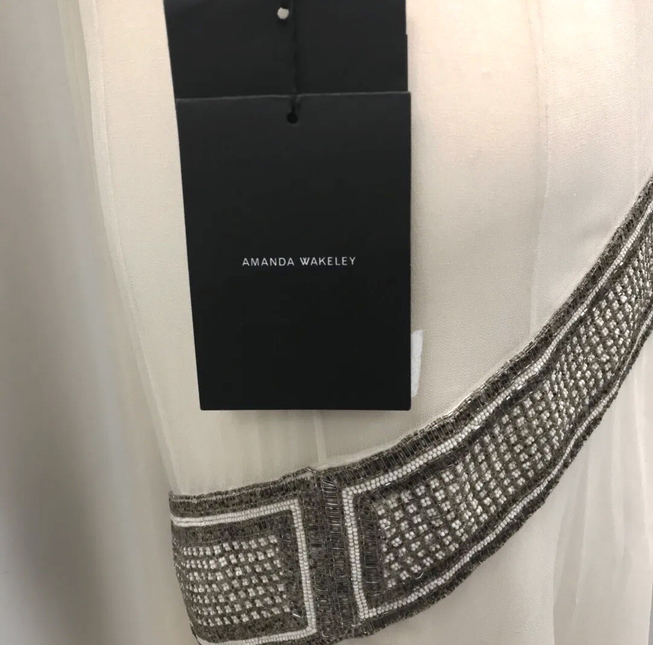 Women’s Amanda Wakeley Evening Oyster Cream Halter Neck Dress Size UK 10 BNWT
