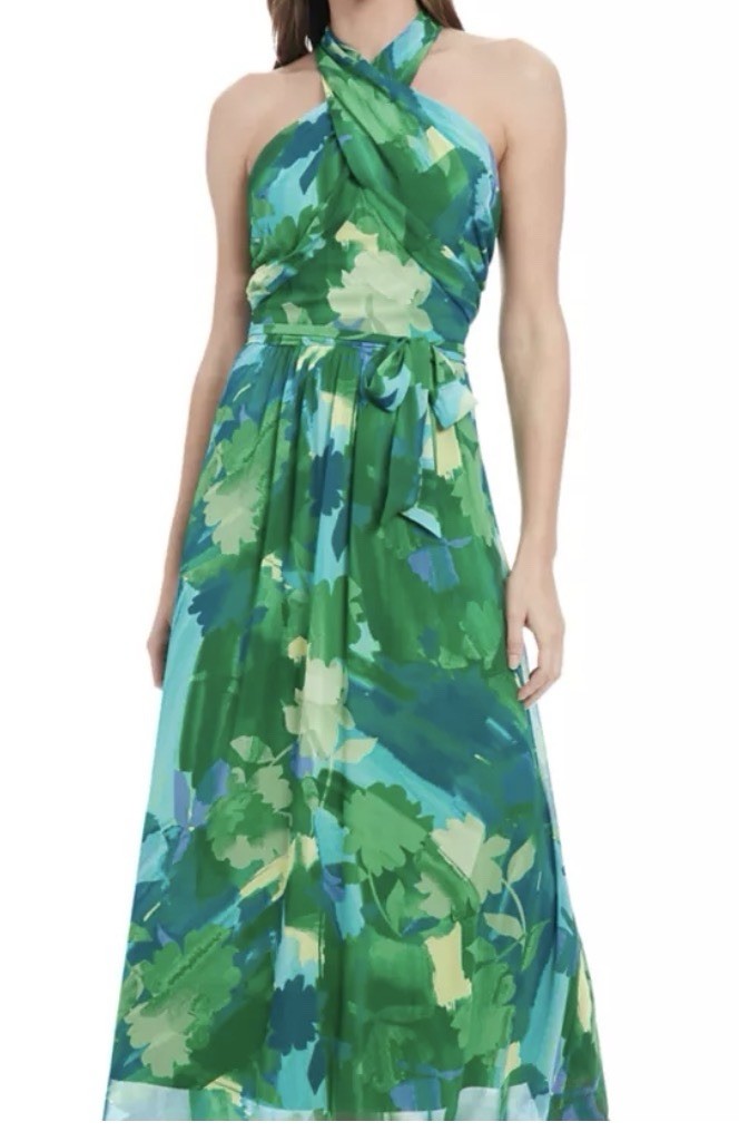 Printed Chiffon Halter Neck Dress