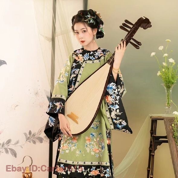 Qing Dynasty Retro Chinese Costumes Dress Floral Printing Womens Hanfu Dress New