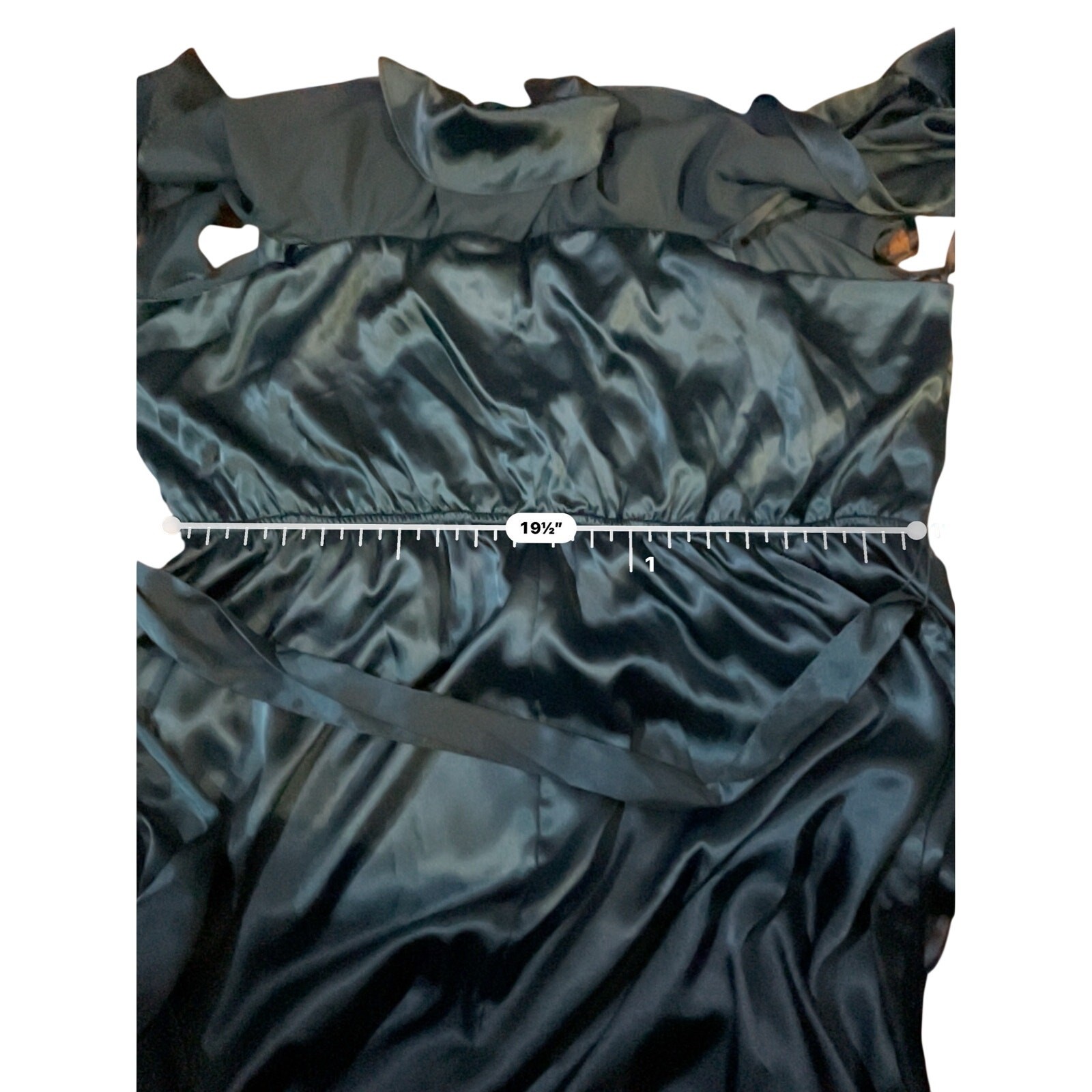 Dark Teal Satin Off Shoulder Ruffle Formal Midi Dress Wedding Guest NWT Plus 3X