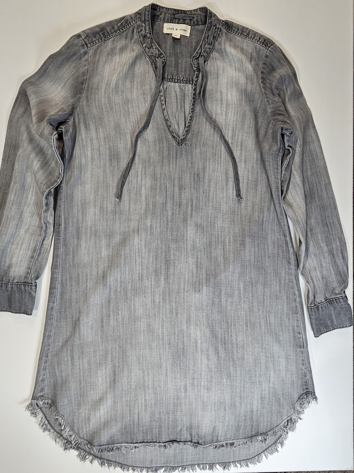 Cloth & Stone Anthropologie Denim Shift Dress Womens XS Grey Made In The USA