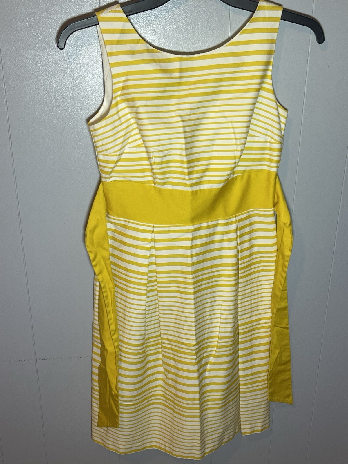 New Directions Women’s A-Line Dress Size 4 Yellow/White Striped Sleeveless Lined