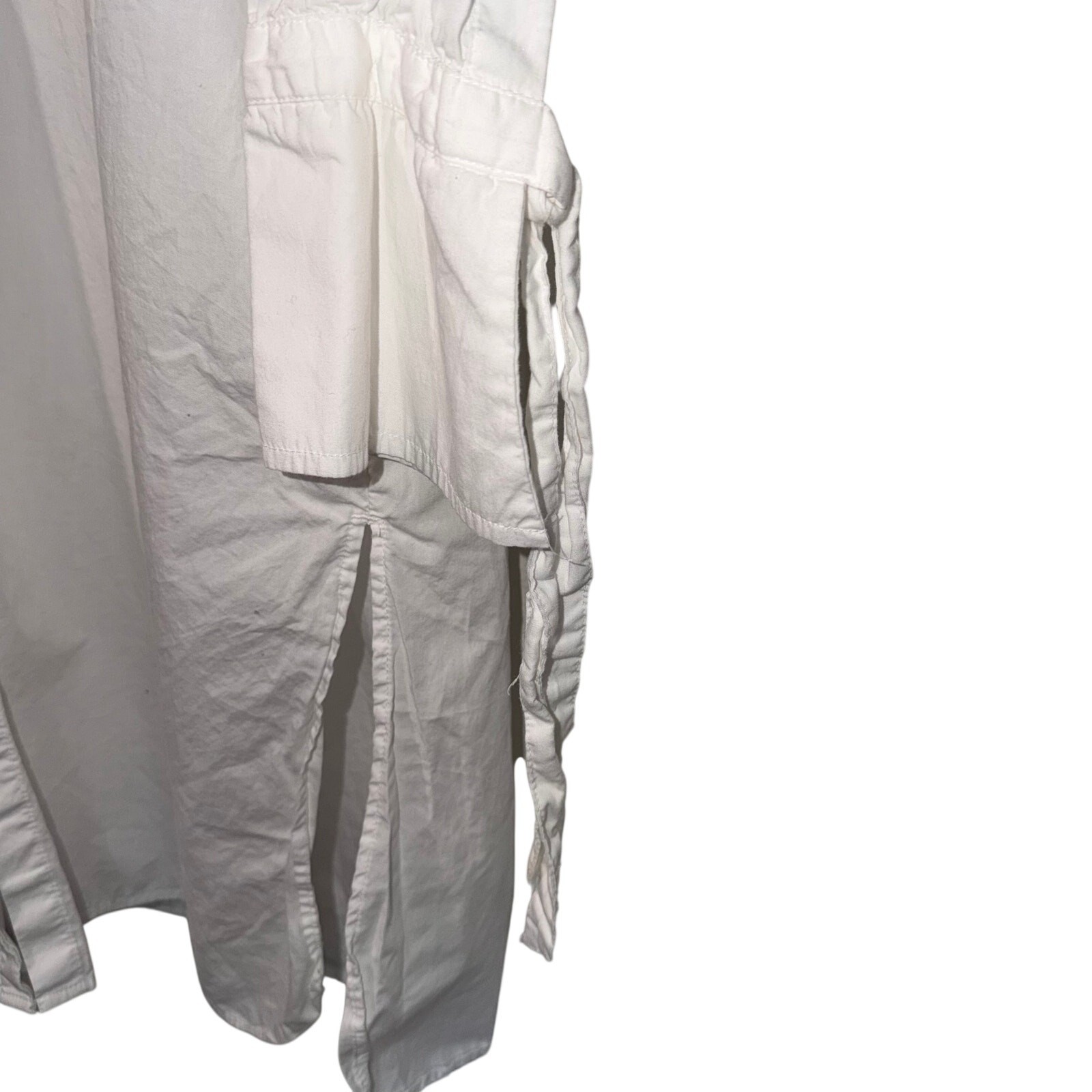 White 100% Cotton Long Sleeve Button Down Shirt Dress US 14 L/XL