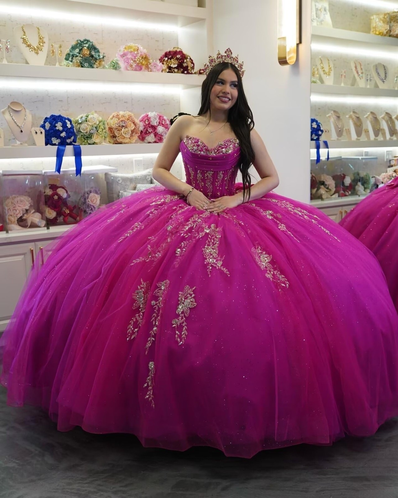 Princess Quinceanera Dress with Bow Sequin Appliques Ball Downs for 15th Girls