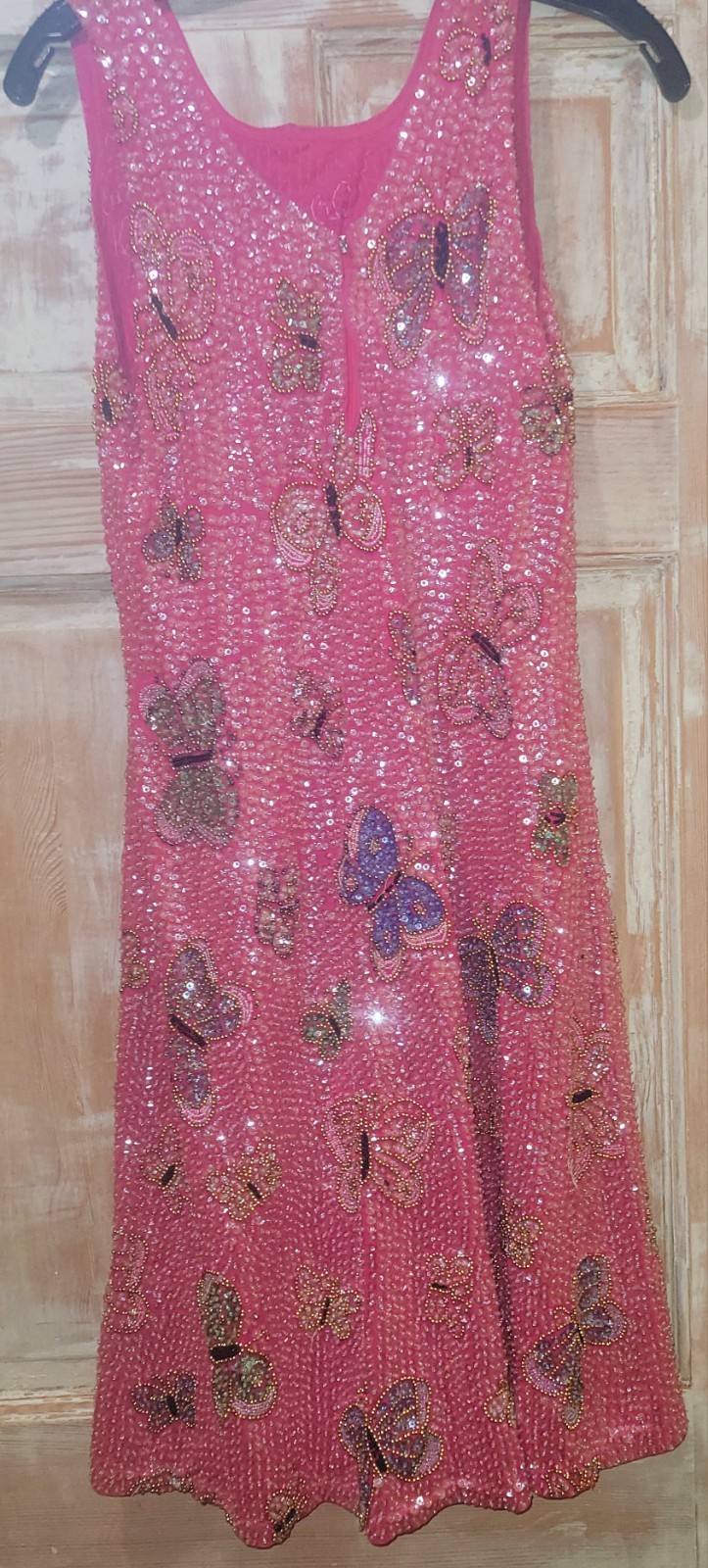 Little Attitudes Beautiful Hand Sewn Sequin Pink Butterfly Dress Size 14