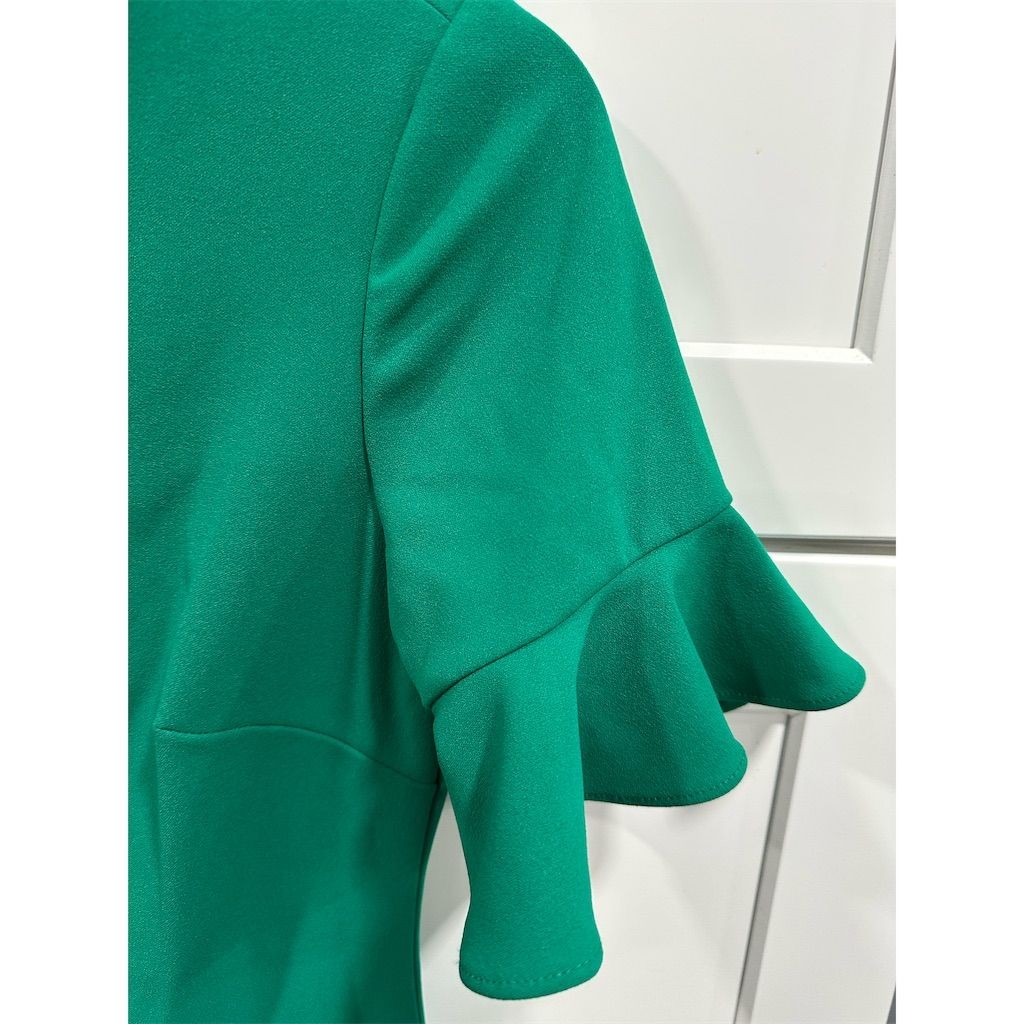 Calvin Klein Women’s Green Ruffle Sleeve Sheath Dress Size 2
