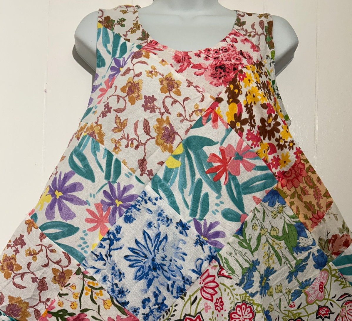 Nwt SACRED THREADS boho patch funky hippie rayon umbrella DRESS O/S fits M