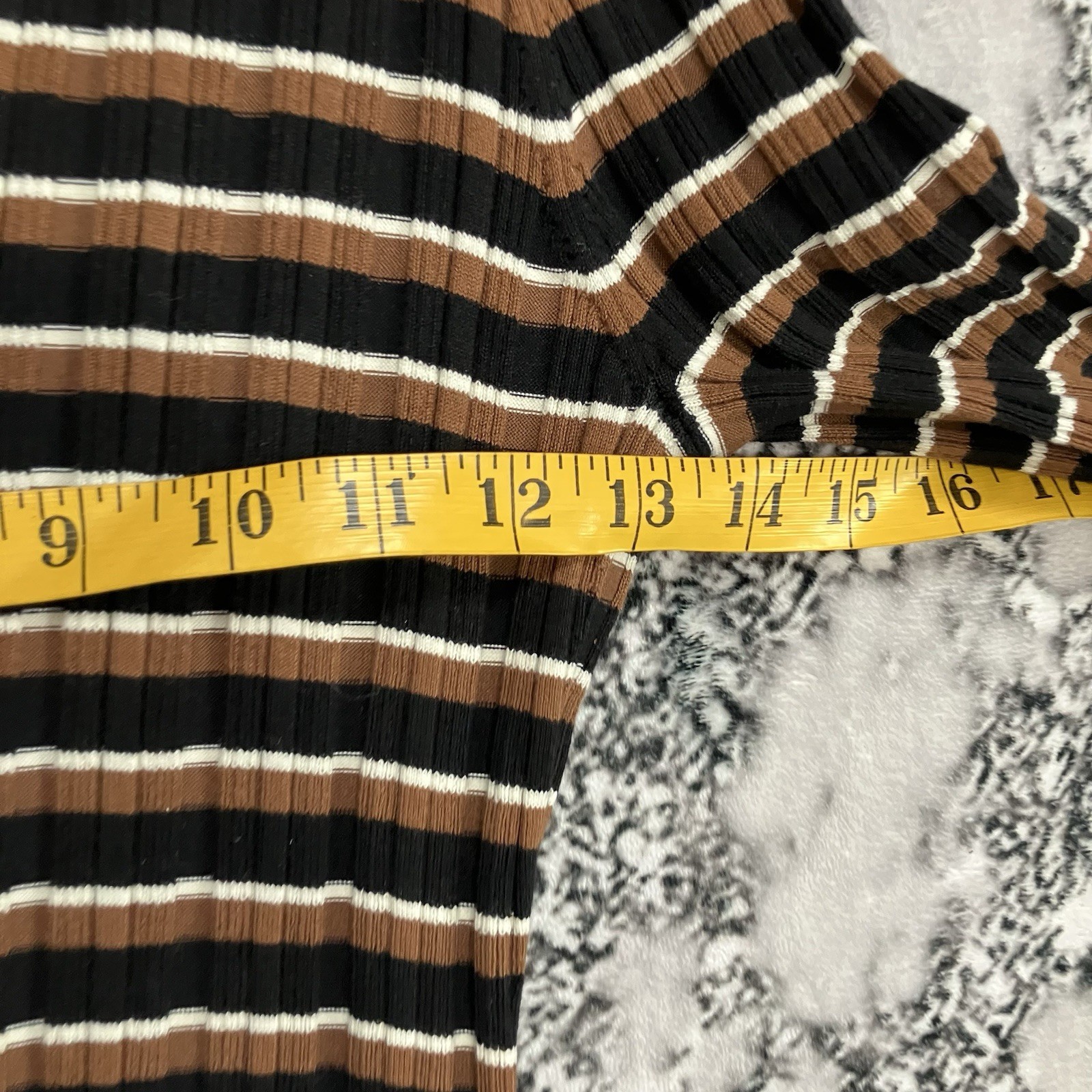 Theory Dress Womens Size M Ribbed Stripe Knit Midi Polo Collar Brown Black NWT