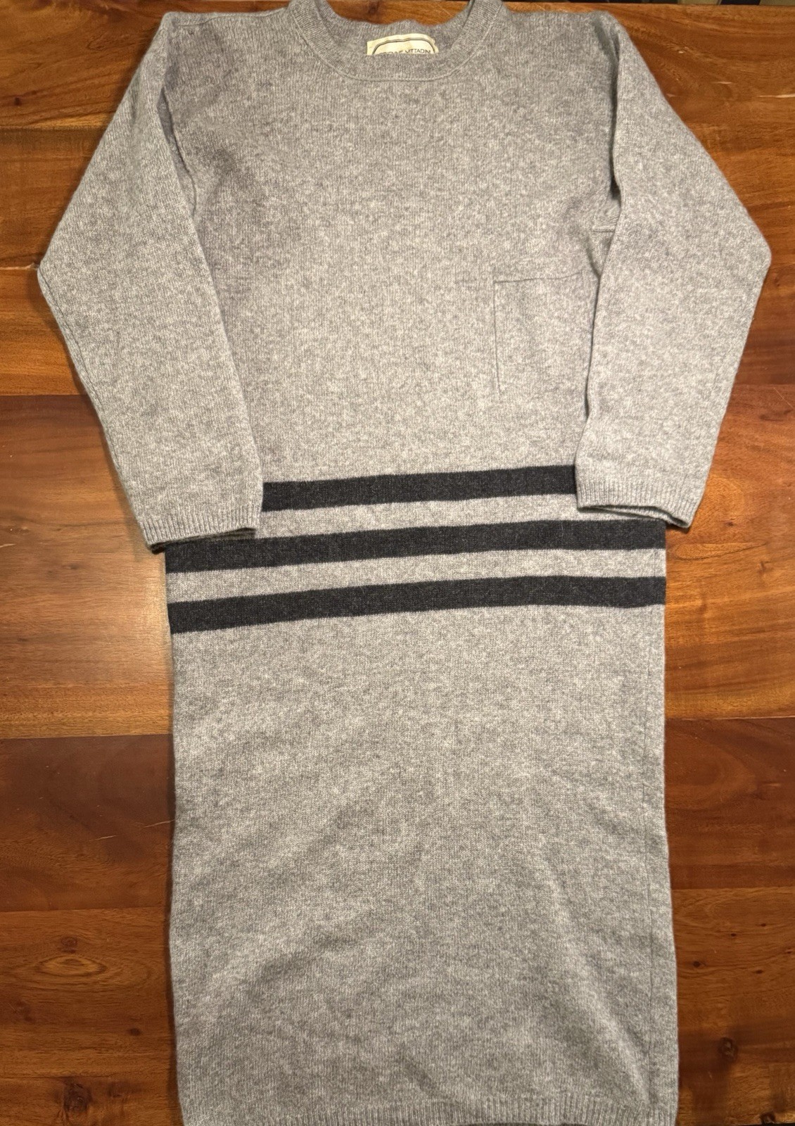 Adrienne Vittadini Gray Long Sleeve Lambswool Angora Sweater Dress Sz Small