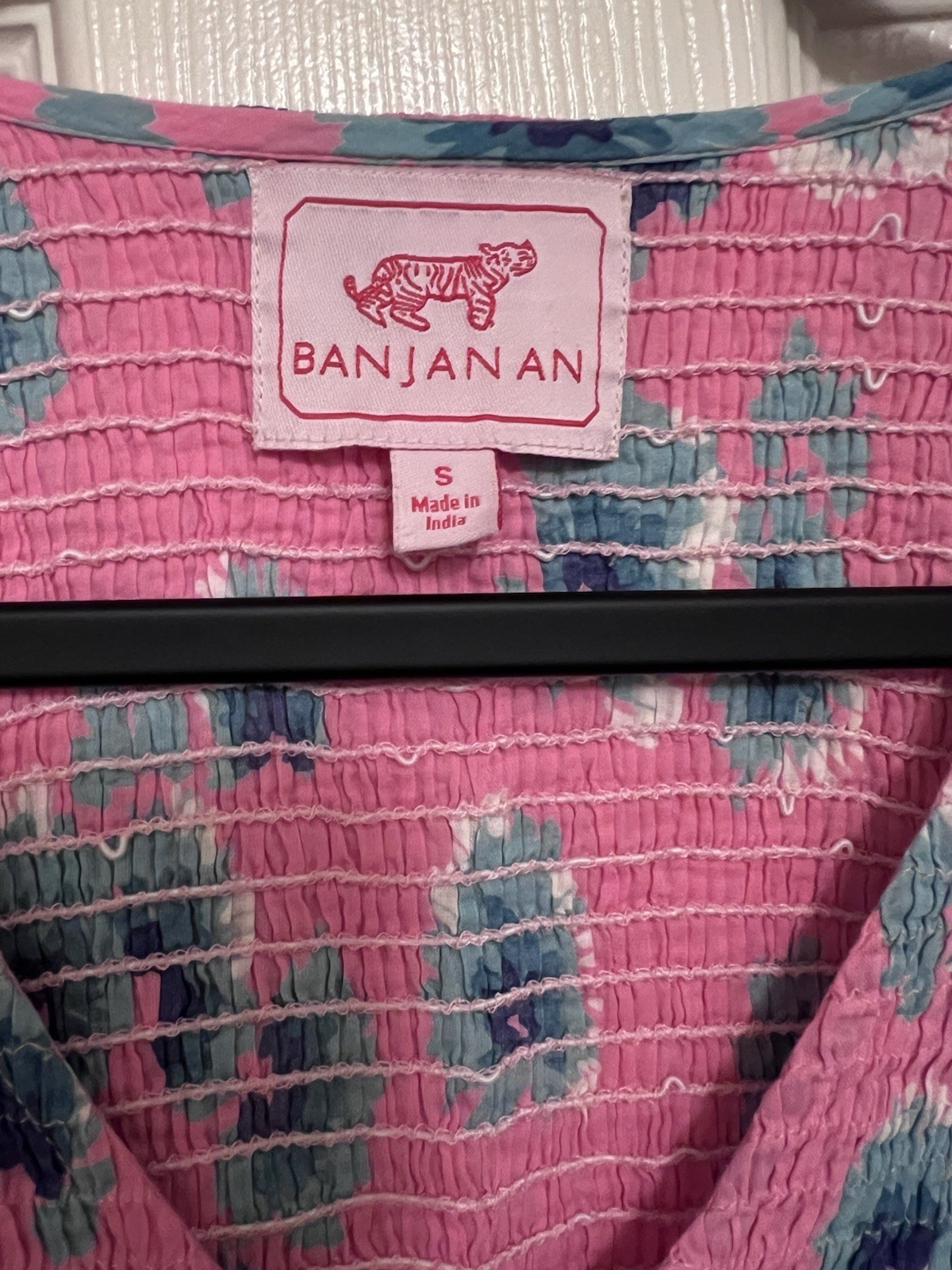 Banjanan Pink Floral 100% Cotton Maxi Sundress with Smocked Bodice Small