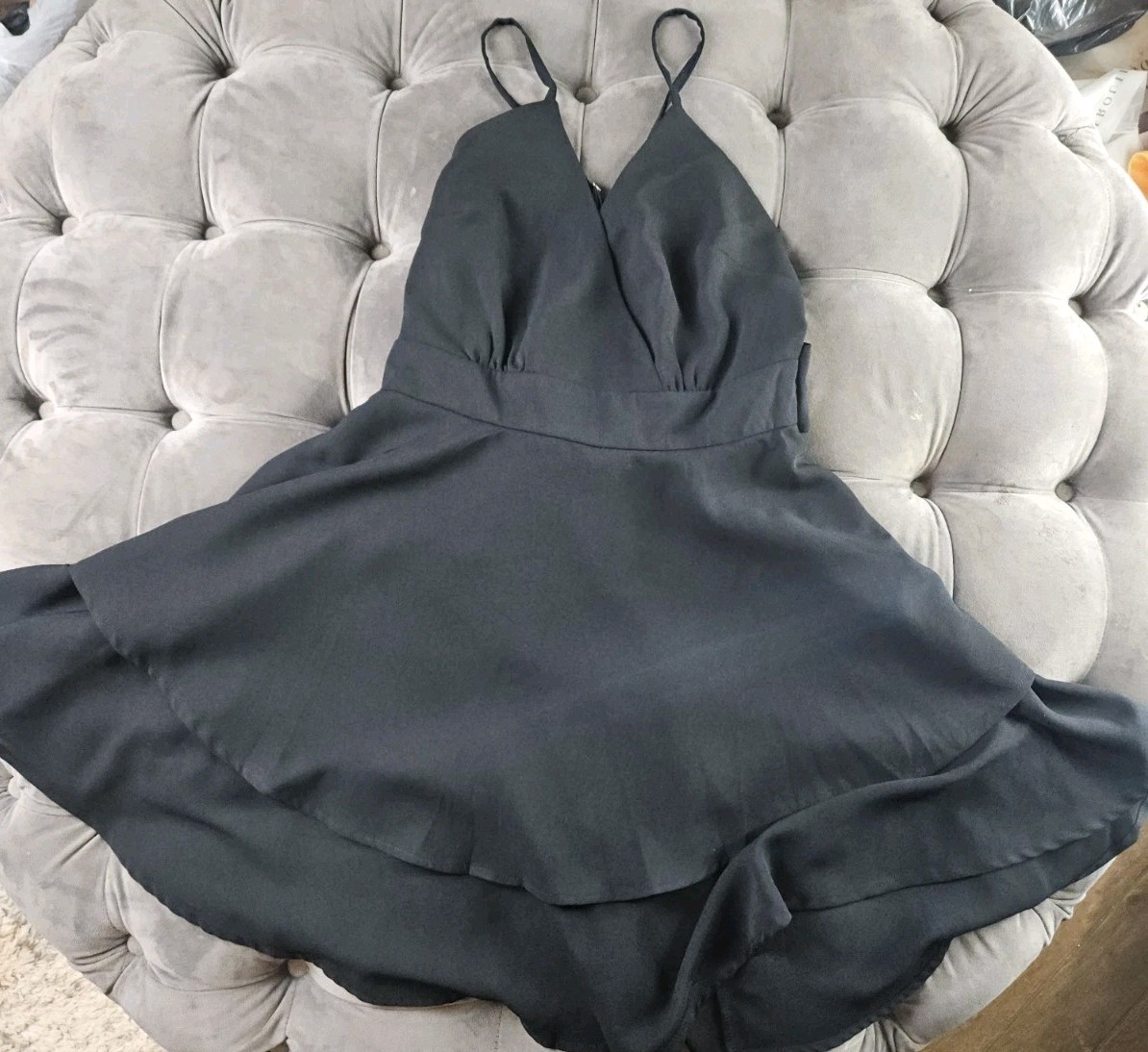 Women’s Sleeveless Short Dress Black Small Layered Adjustable