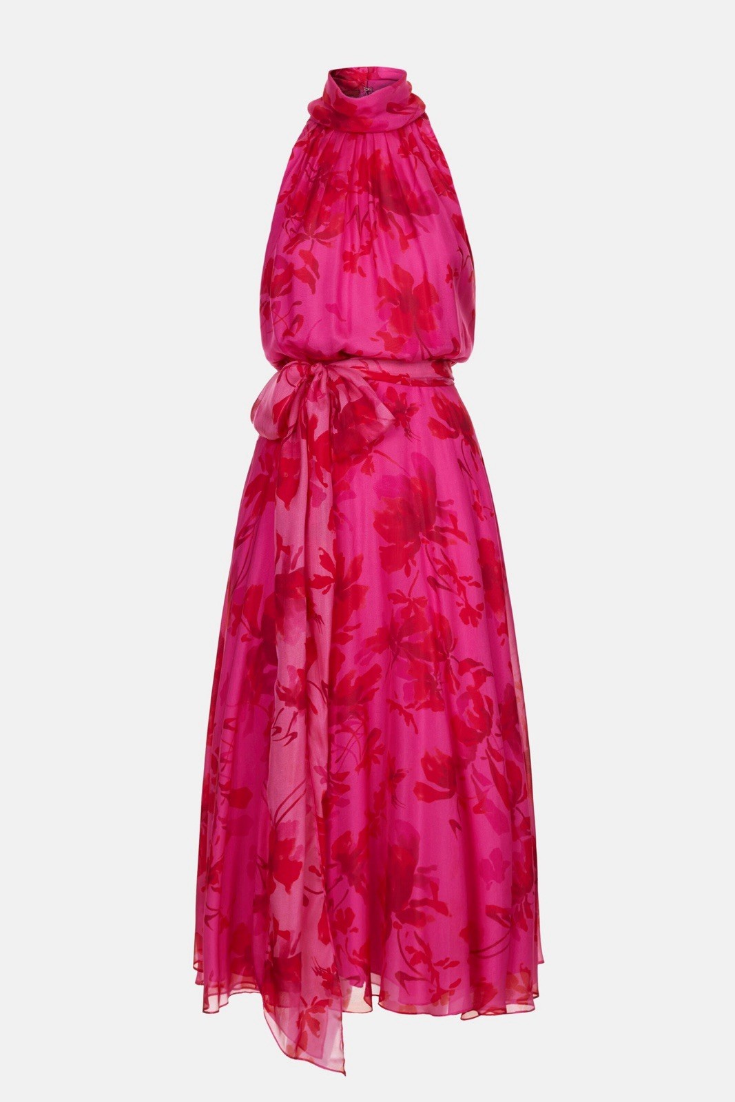 carolina herrera RINT SILK CHIFFON HALTER DRESS $ 1230 Size 8