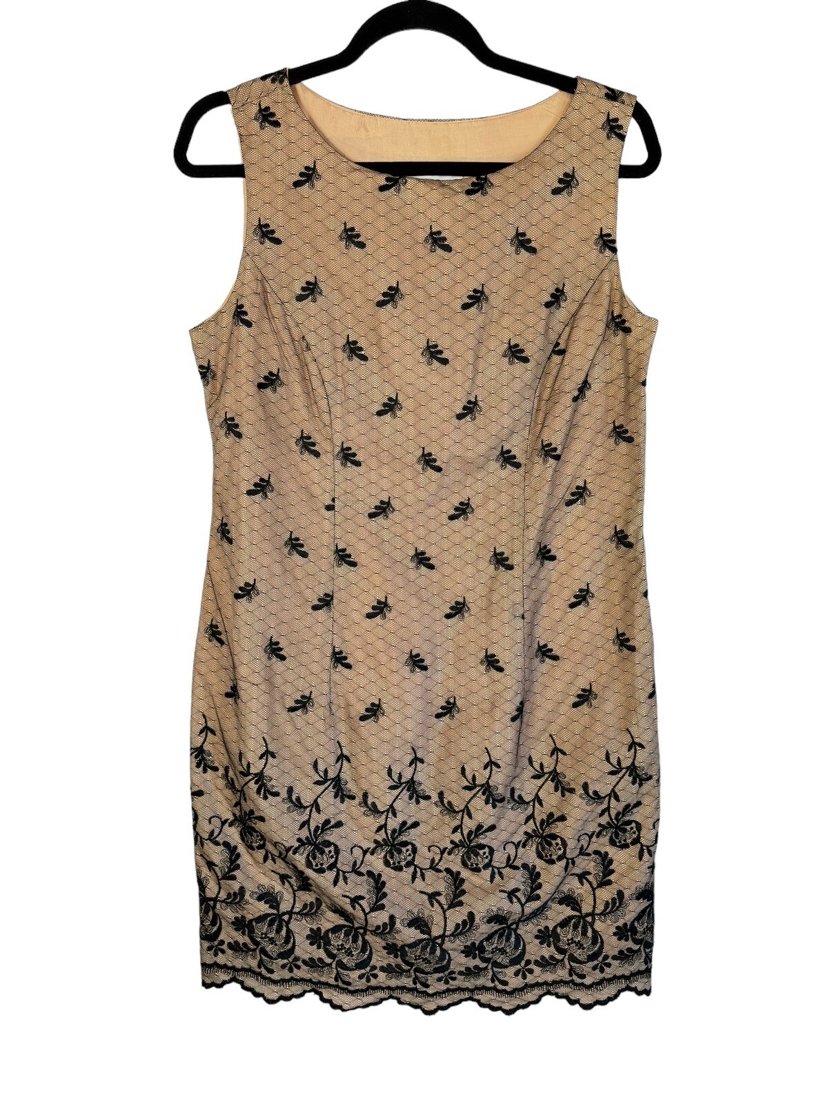 DANI MAX By Lois Snyder Beige w/ Black Lace Women Sheath Dress Petites Size 10P