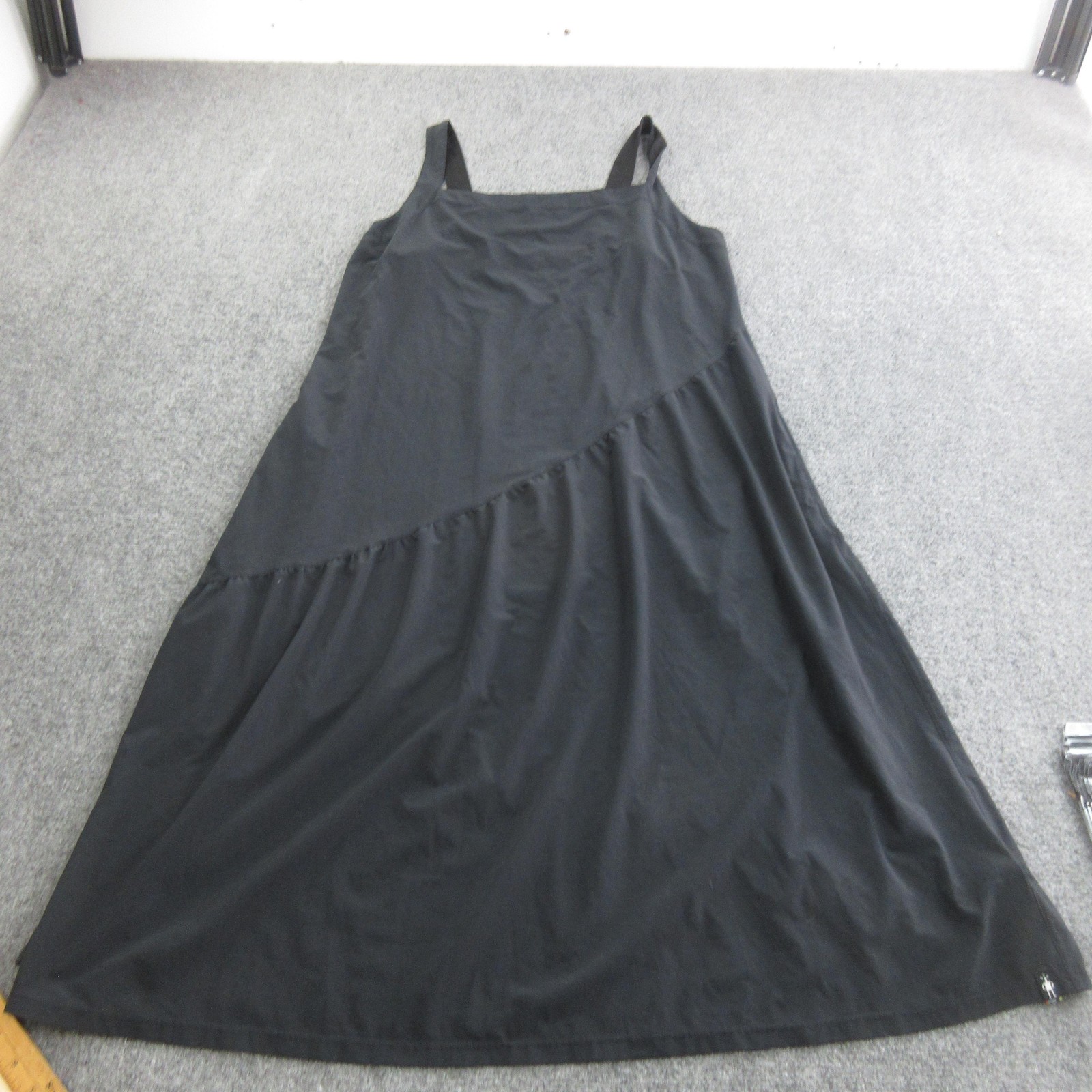 SmartWool Dress Womens XL Black Woven Maxi Tank Square Neck Travel Stretch