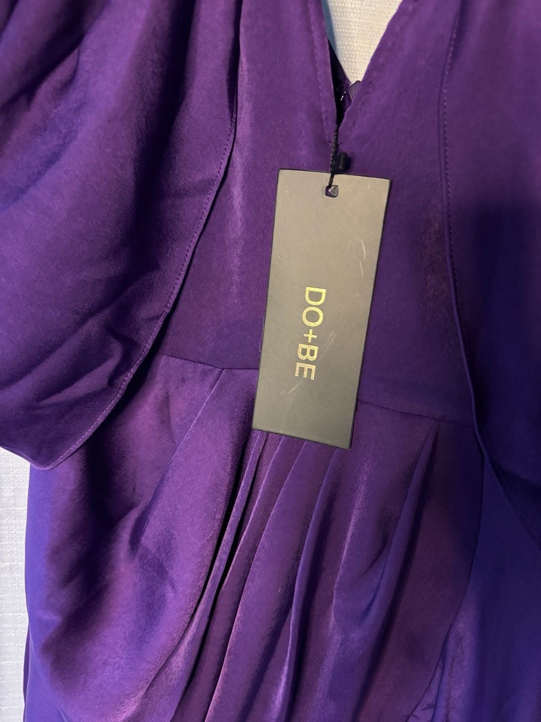 DO+BE Purple Satin Flutter Sleeve Mini Dress Style GY1590