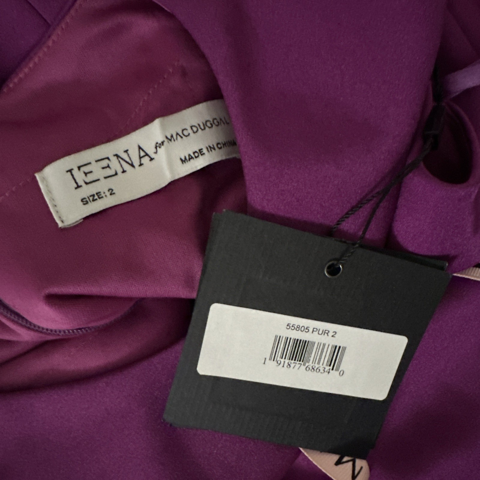 NWT IEENA Mac Duggal [ 2 ] 55805 Feathered Hem High Neck Trapeze Dress #U1531