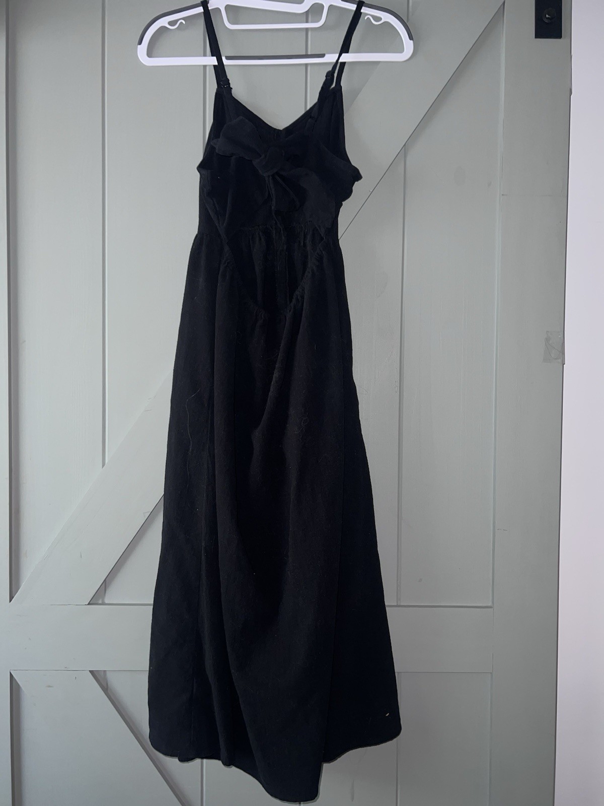 Universal Thread Black Solid Cotton Woven V-Neck Button Front Maxi Dress S