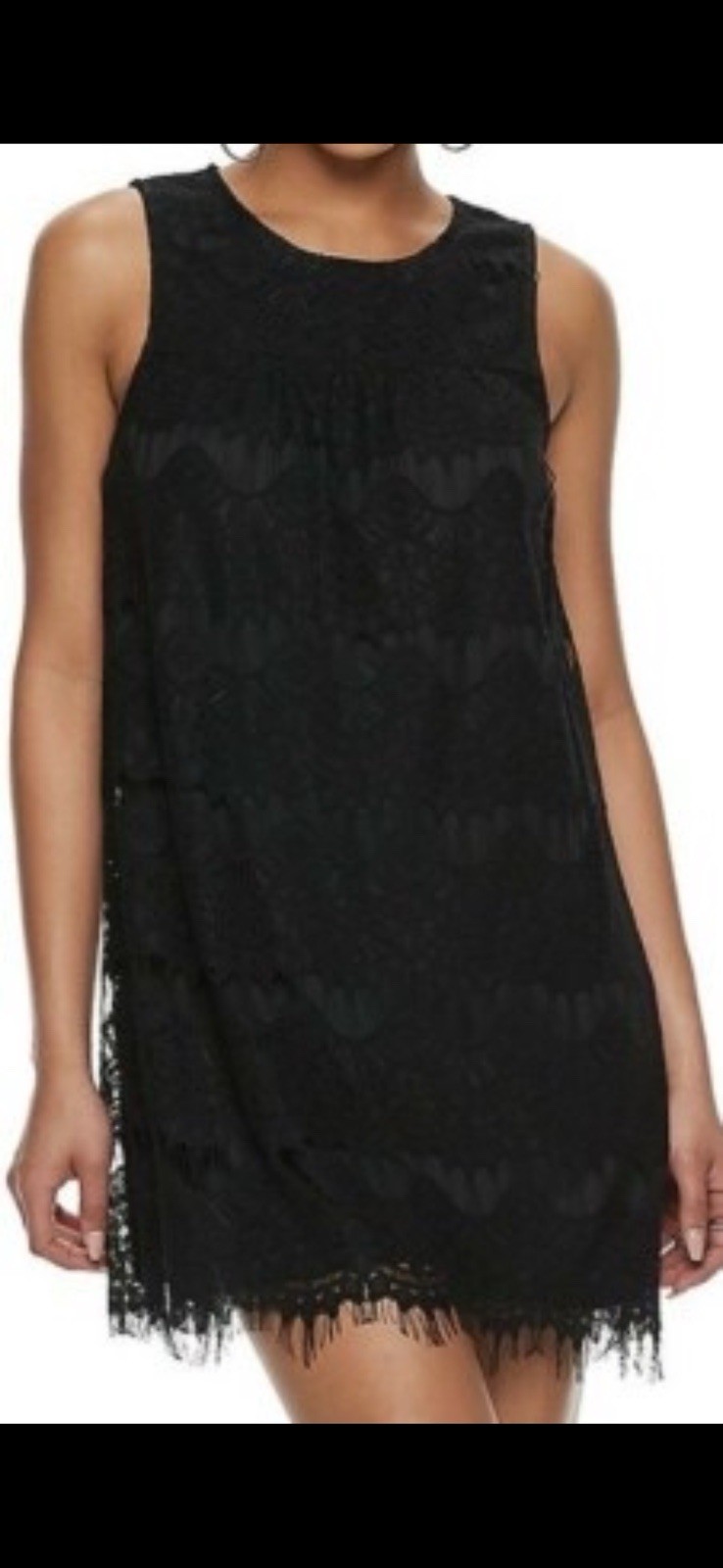 Speechless Little Black Dress XS Sleeveless Floral Lace Overlay Pre Owned