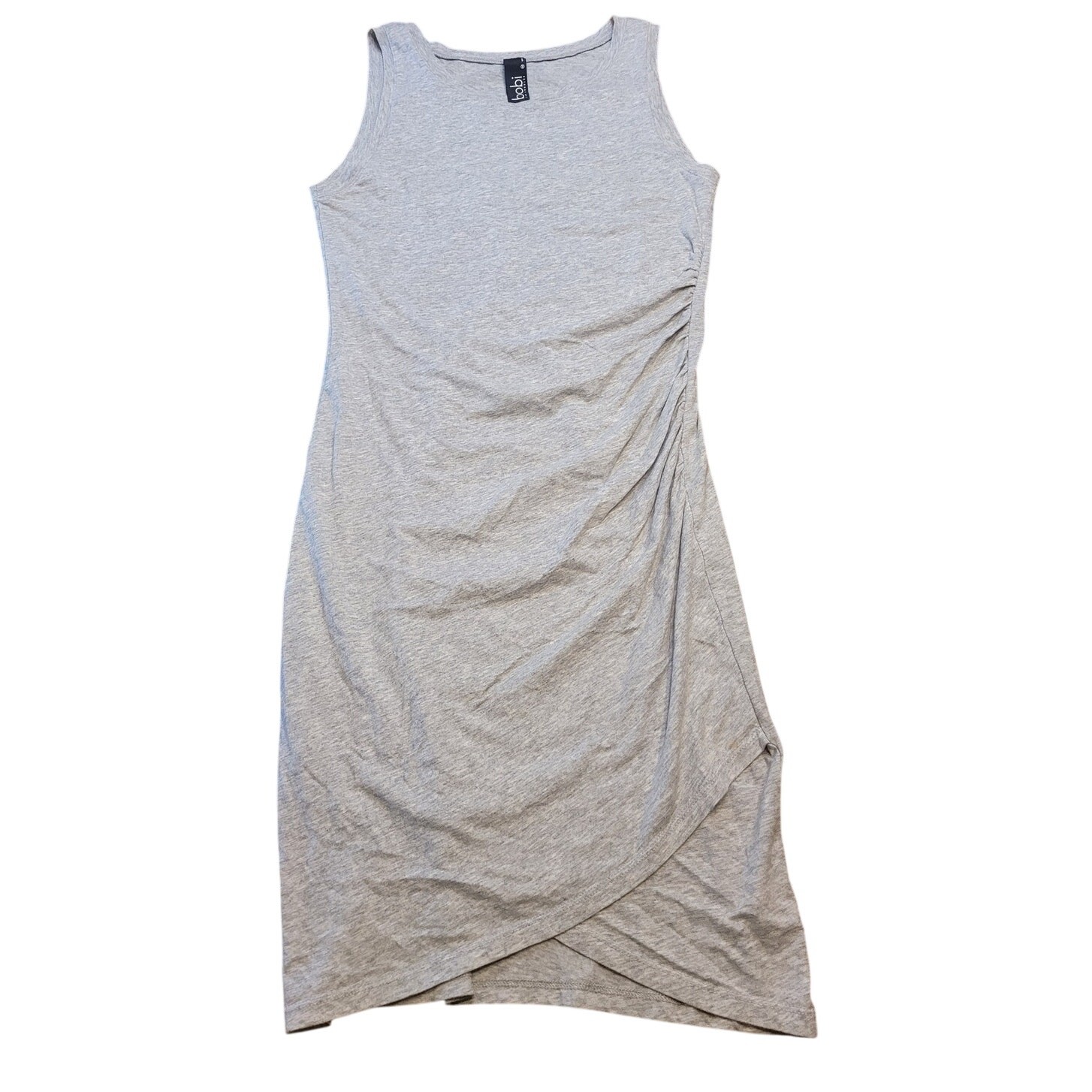 BOBI Los Angeles Ruched Tank Dress XS Minimal Chic Surplice Gray