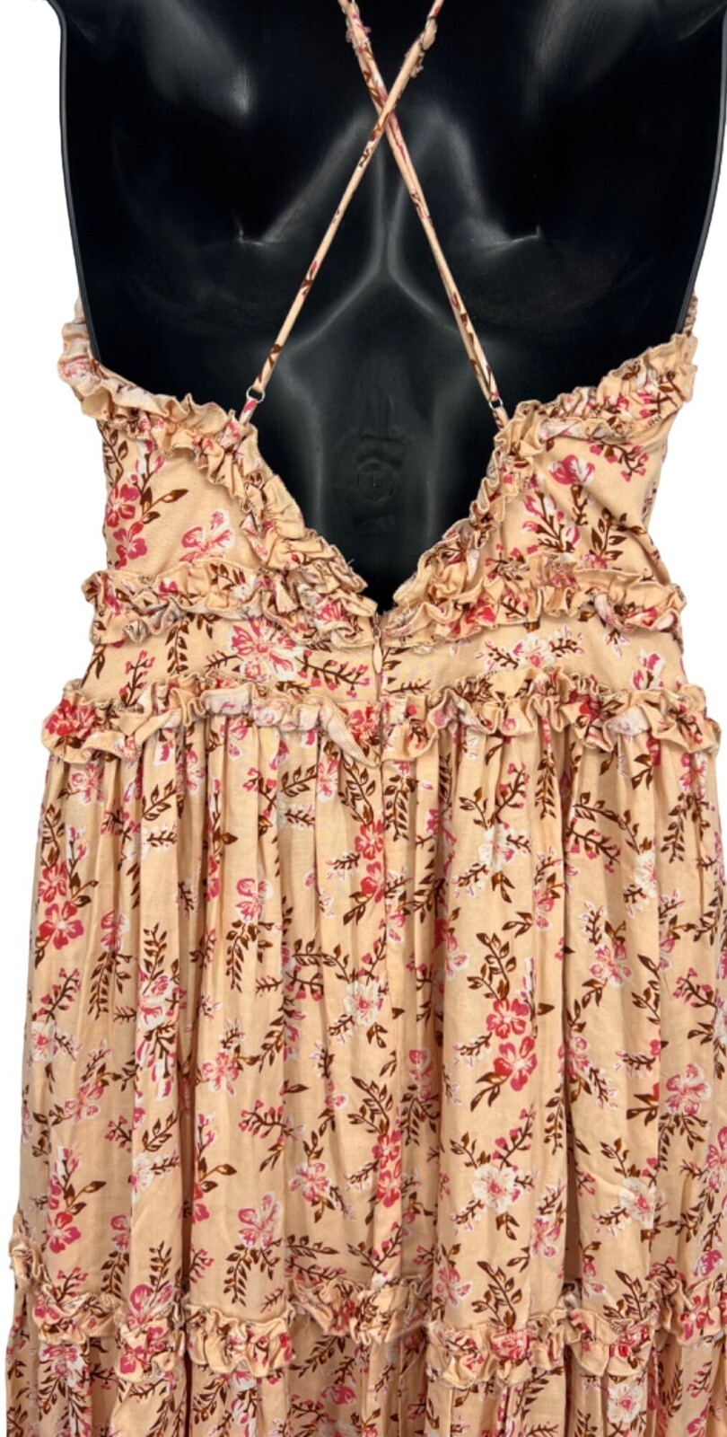 Saints & Secrets Womens Dress Size Medium Orange Floral Midi Shift Ruffle New
