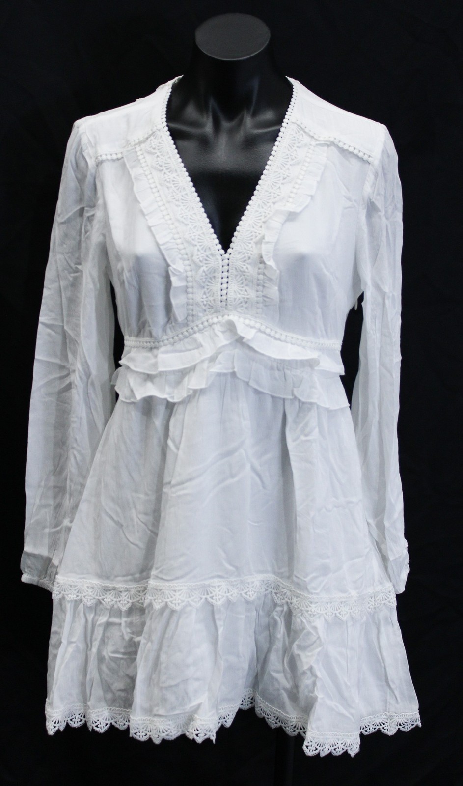 Ever New Women’s Elsa Trim High Low Long Sleeve Mini Dress LB3 Porcelain Size 4