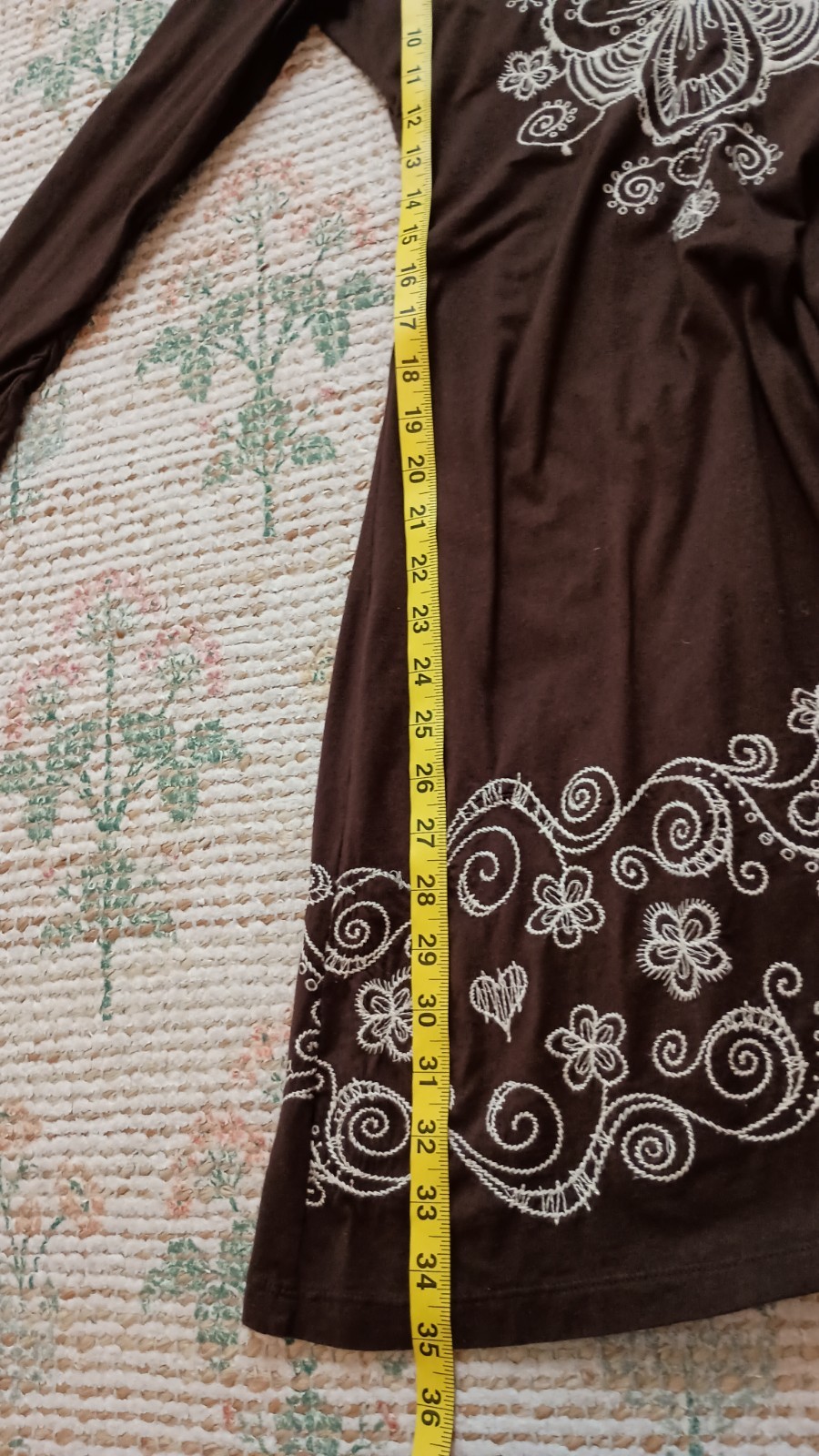 Johnny Was Earthy Brown Embroidered Dress Boho Western Whimsical Small